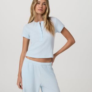 Short Sleeve Waffle Baby Tee | Soft Sky