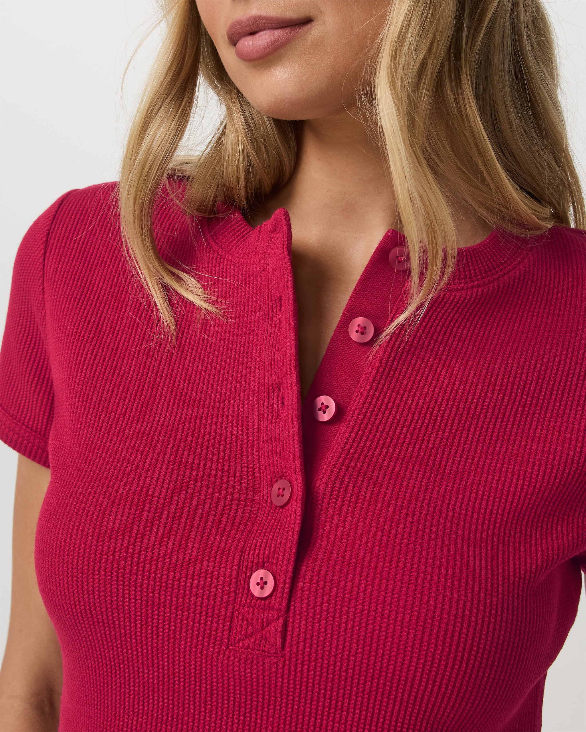 Short Sleeve Waffle Baby Tee | Strawberry - Image 2