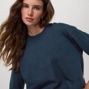 Short Sleeve Heavyweight Crop Cotton Tee | Ink