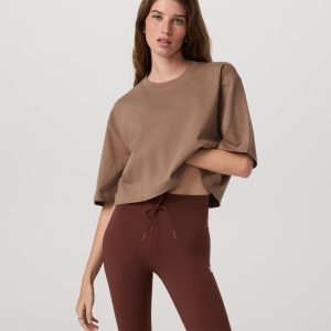 Short Sleeve Heavyweight Crop Cotton Tee | Nutmeg