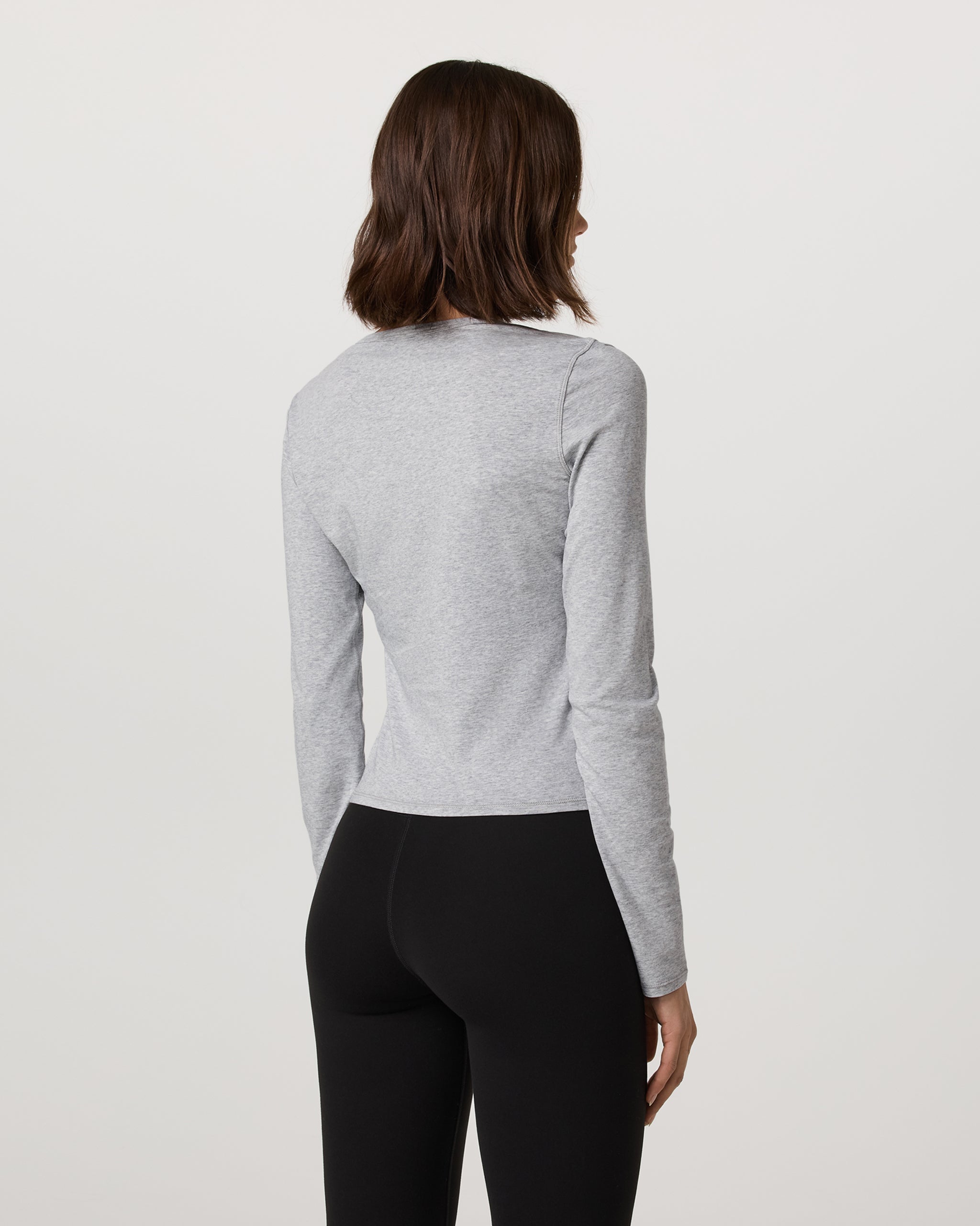 Long Sleeve Tuvalu Henley | Light Heather Grey - Image 3