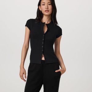 Short Sleeve Pose Button Up | Black