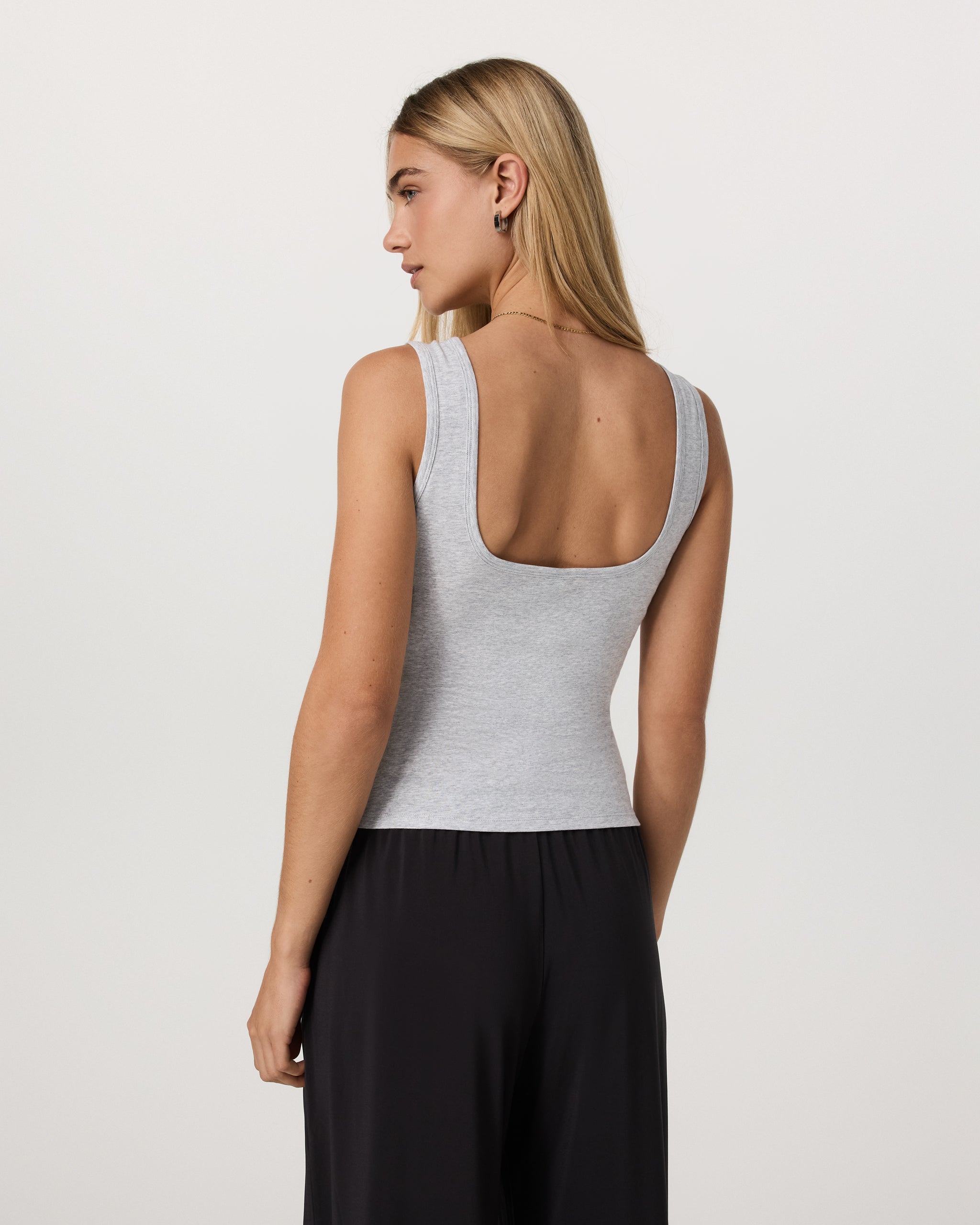 Tuvalu Scoop Back Tank | Light Heather Grey - Image 3