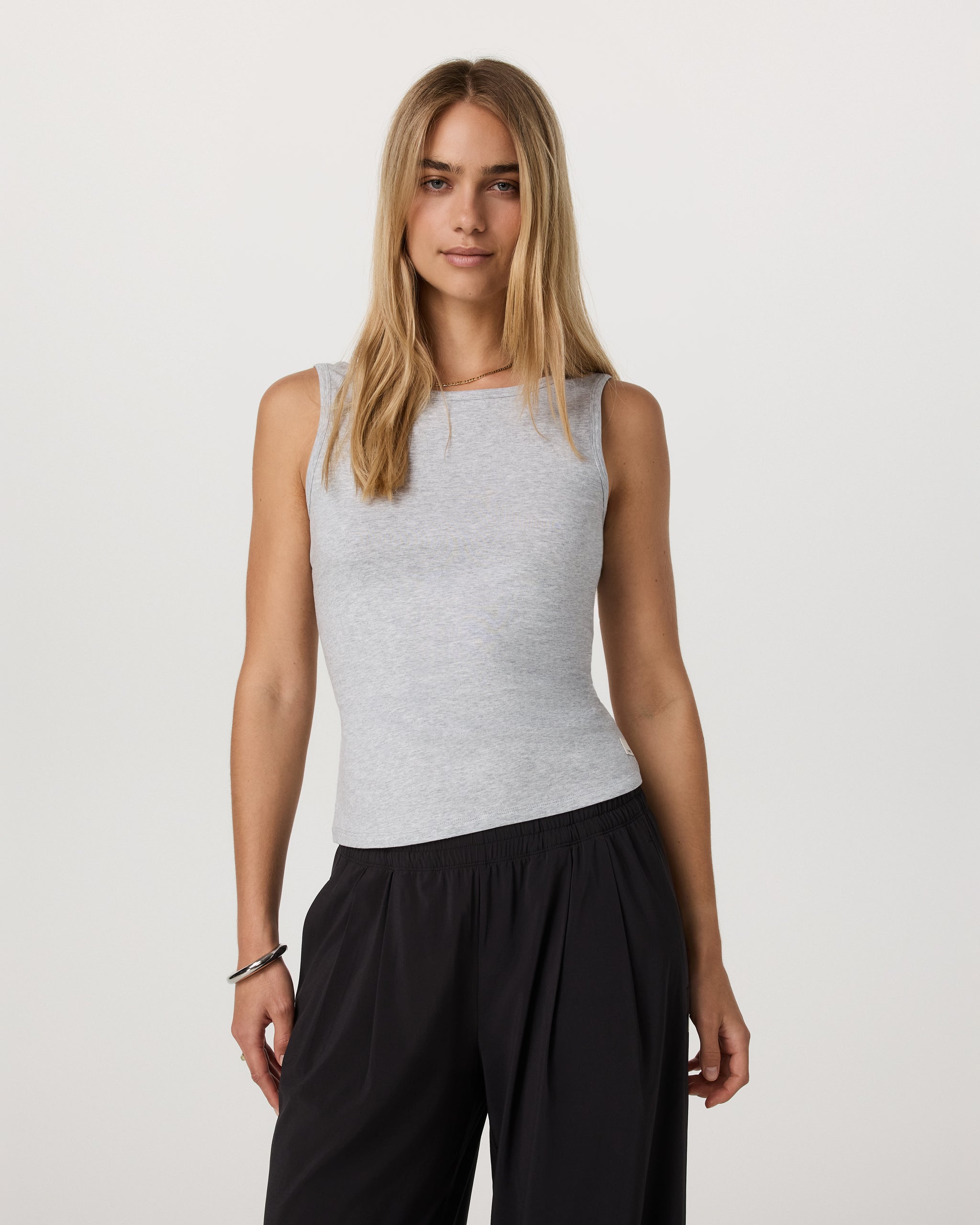 Tuvalu Scoop Back Tank | Light Heather Grey - Image 5