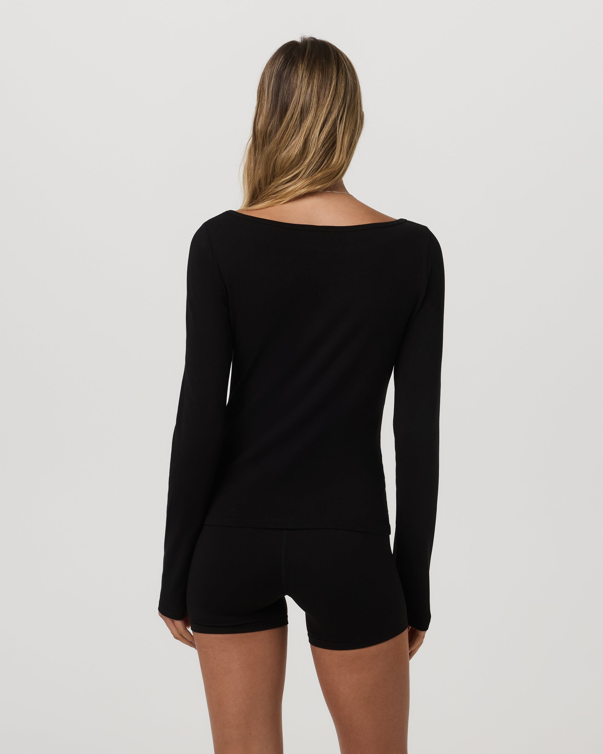 Long Sleeve Tuvalu Boat Neck | Black - Image 3
