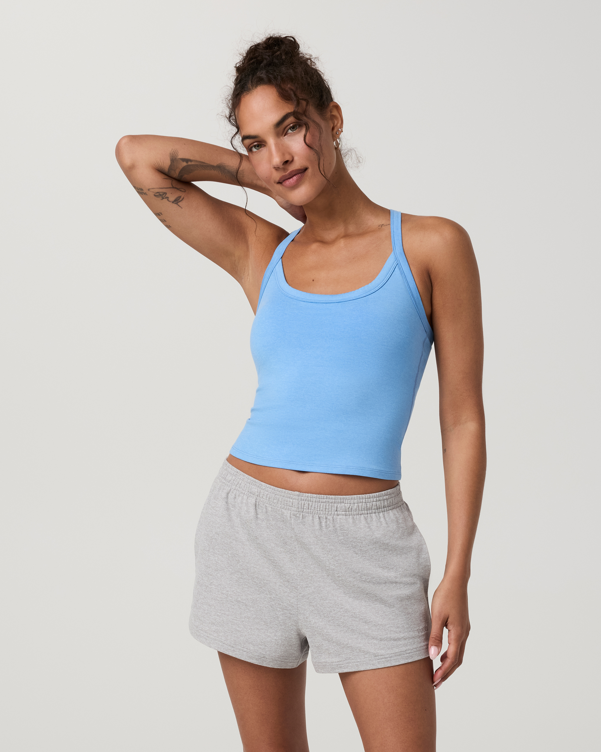 Halo Cross Back Tank | Oasis Blue Heather