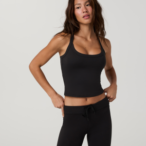 Halo Cross Back Tank | Solid Black