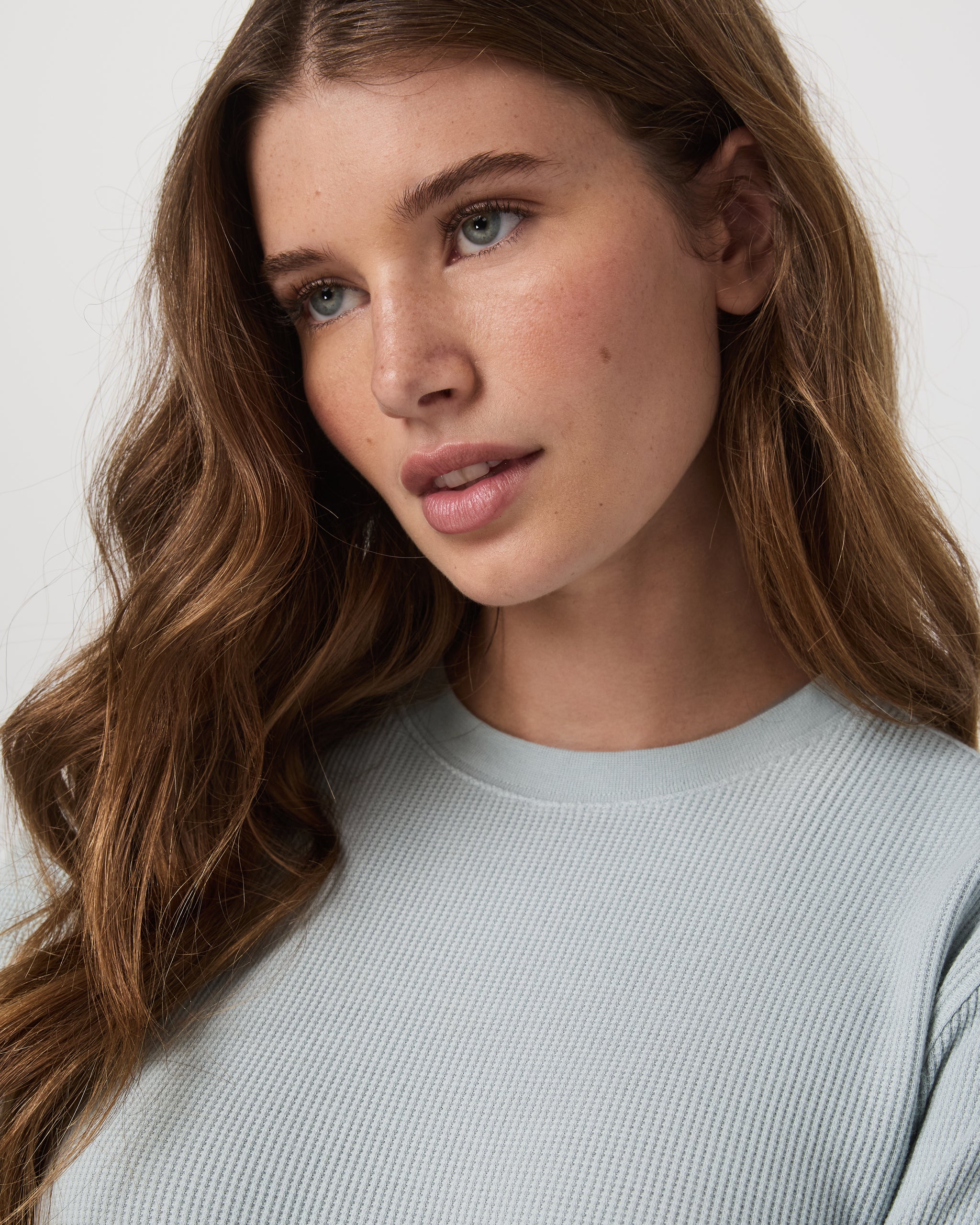 Long Sleeve Waffle Top | Blue Haze - Image 2