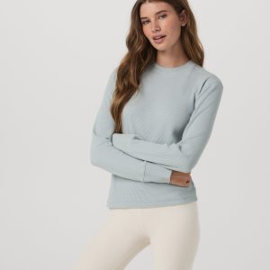 Long Sleeve Waffle Top | Blue Haze