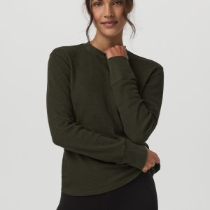 Long Sleeve Waffle Top | Olive