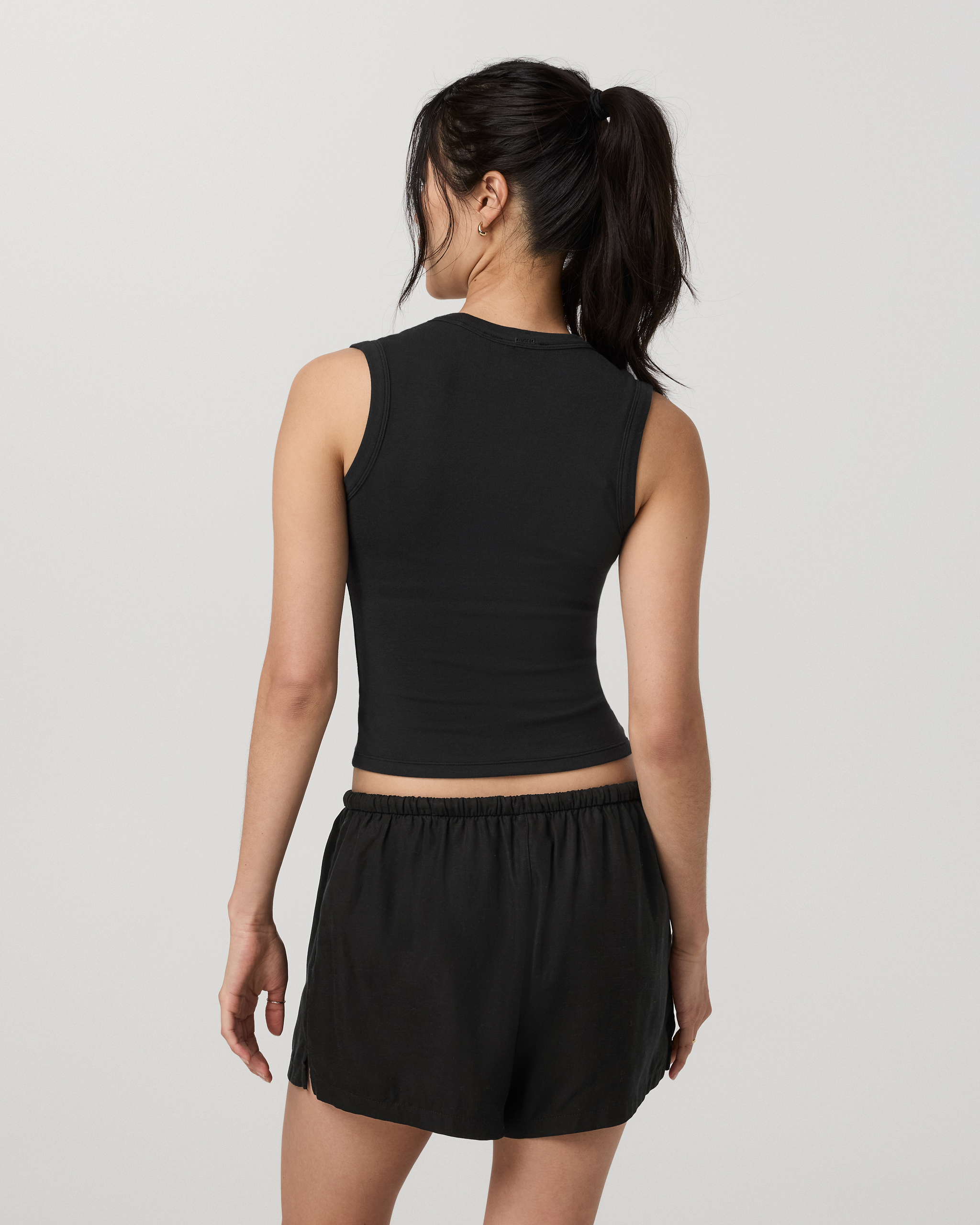 Everyday Cotton Stretch Tank | Black - Image 3