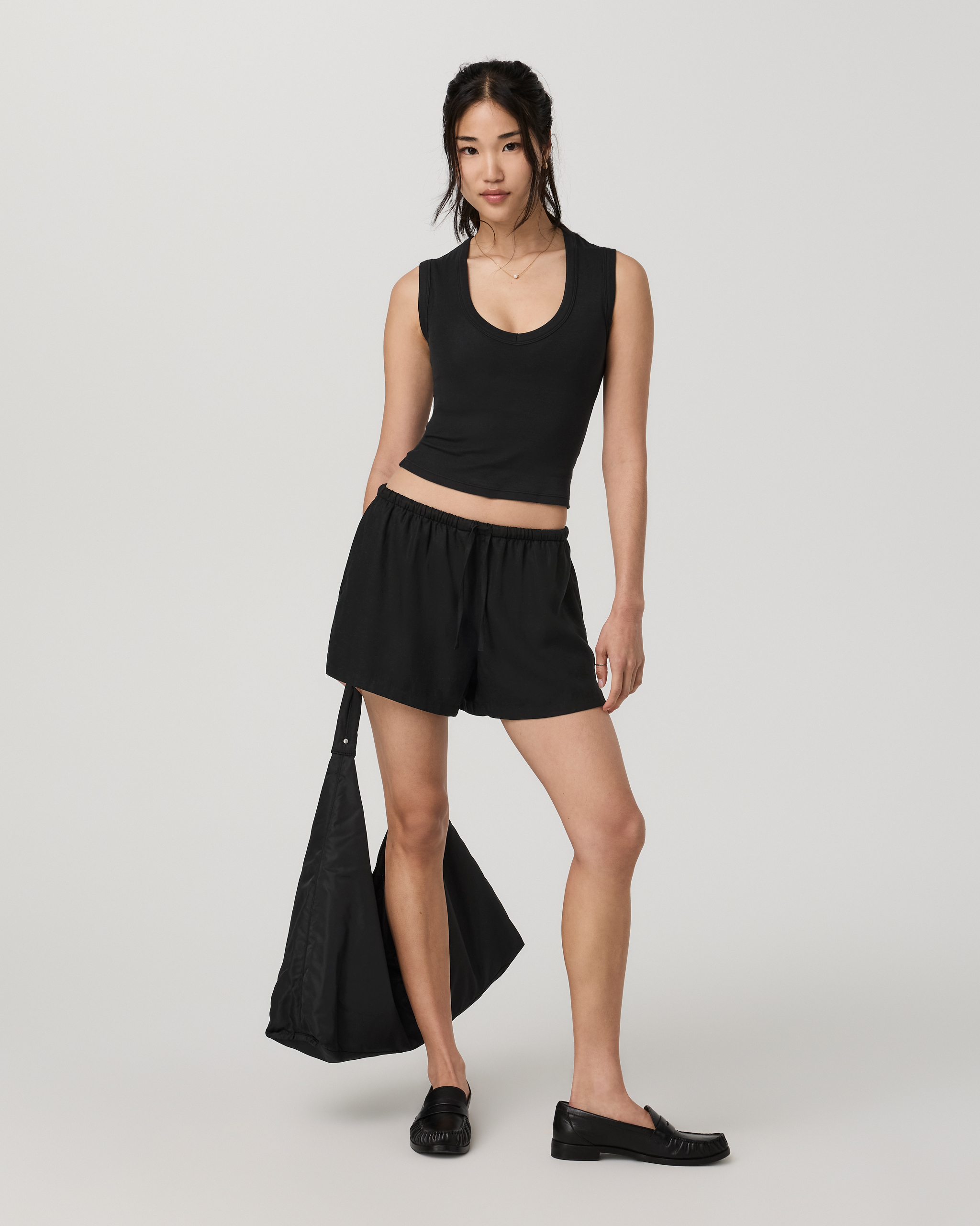 Everyday Cotton Stretch Tank | Black - Image 4