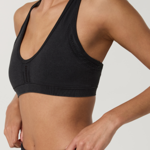 Pointelle Seamless V Neck Bra | Black