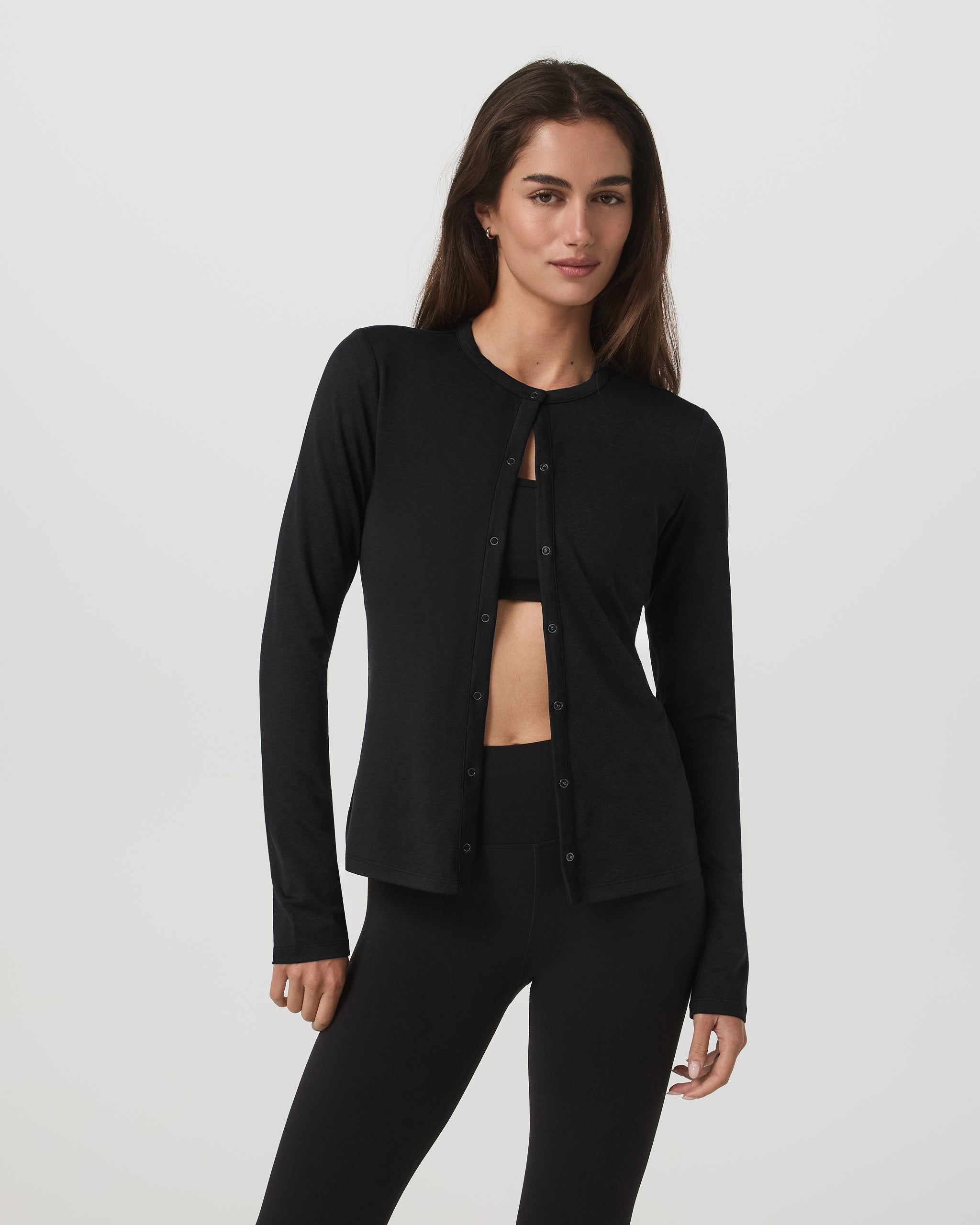 Long Sleeve Halo Snap Cardigan | Black Heather - Image 5