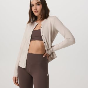 Long Sleeve Halo Snap Cardigan | Ecru Heather