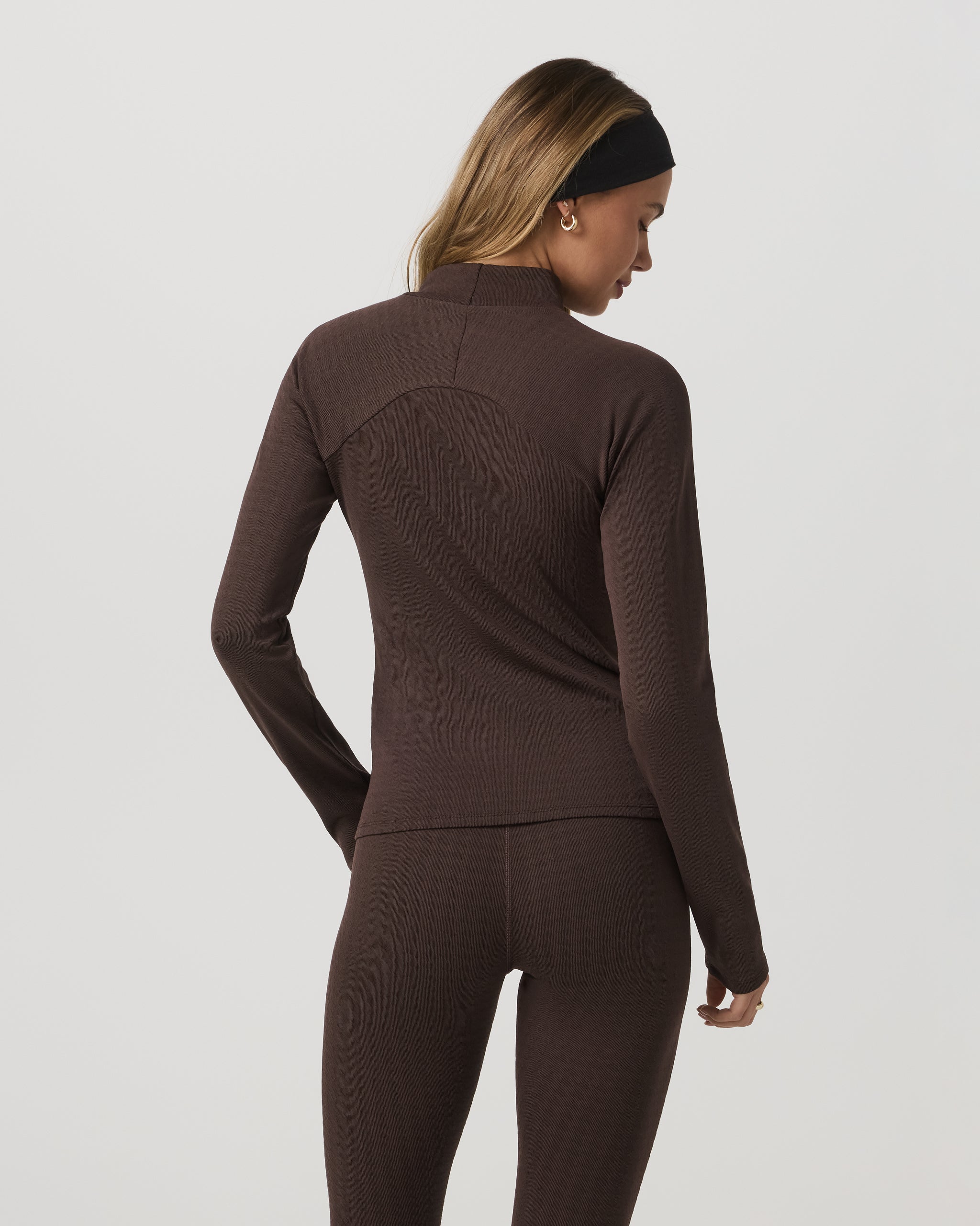 Long Sleeve Chilled Out Houndstooth Mock | Java Houndstooth - Image 3