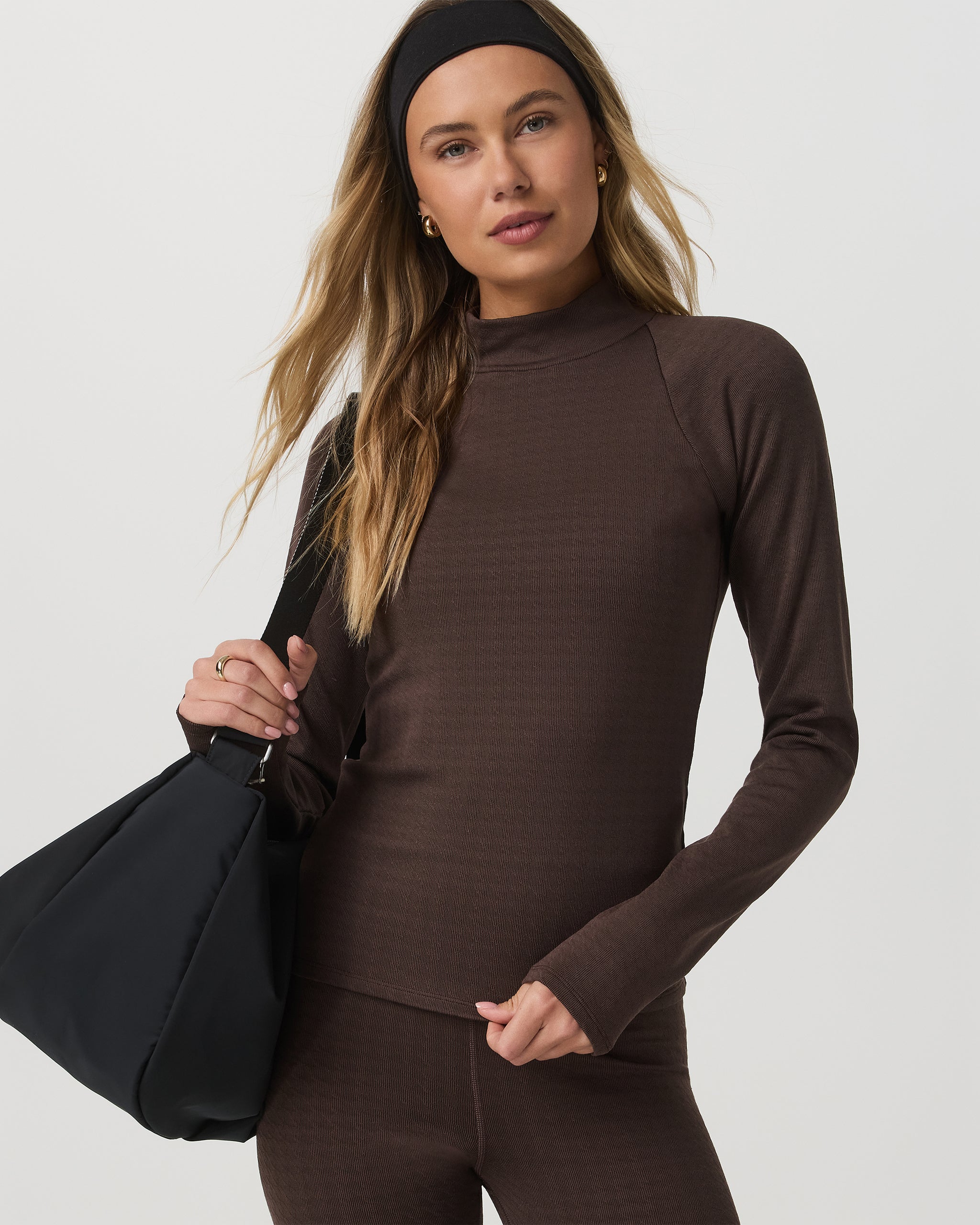 Long Sleeve Chilled Out Houndstooth Mock | Java Houndstooth - Image 4