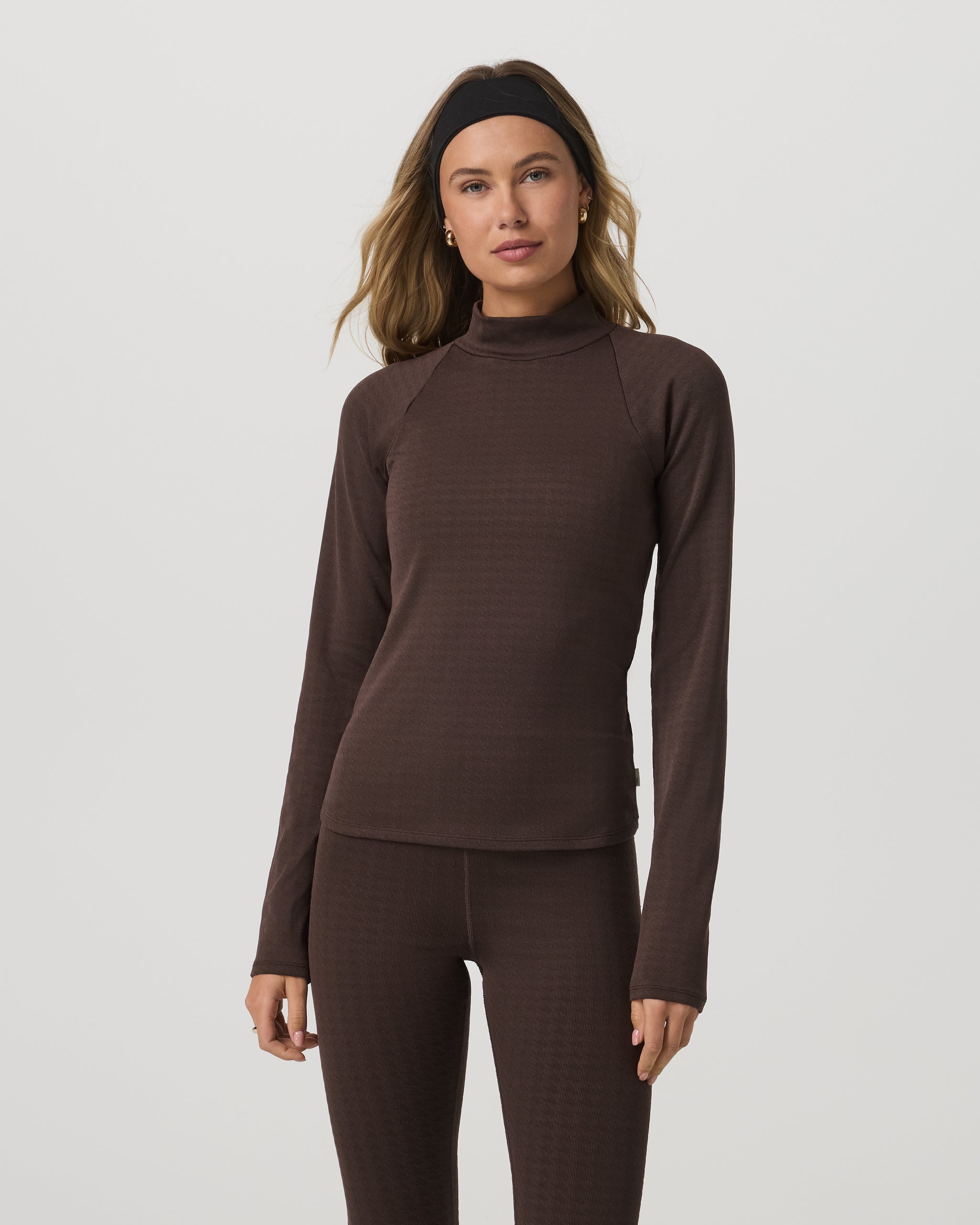 Long Sleeve Chilled Out Houndstooth Mock | Java Houndstooth - Image 6