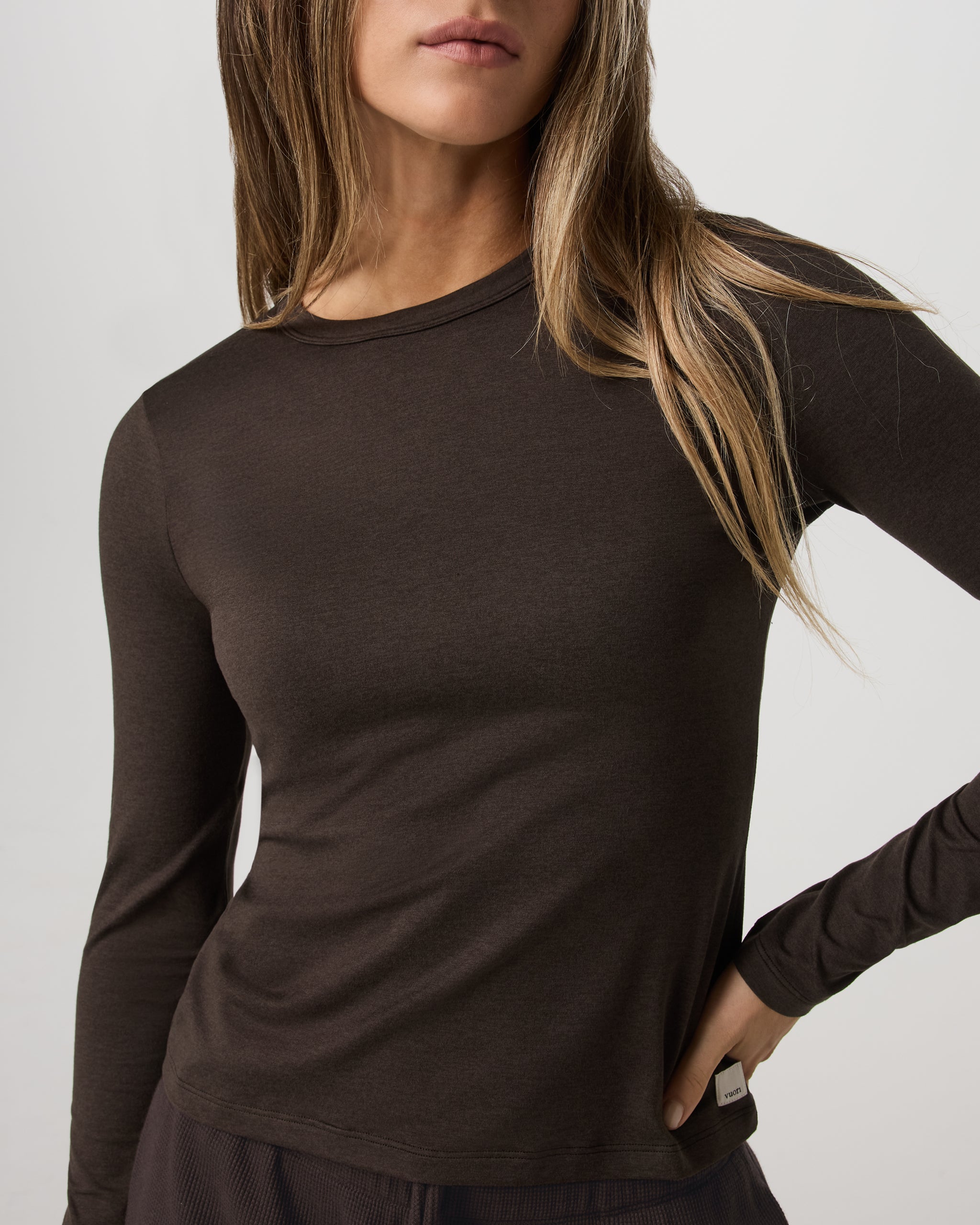 Long Sleeve Halo Essential Crew Tee | Dark Java Heather