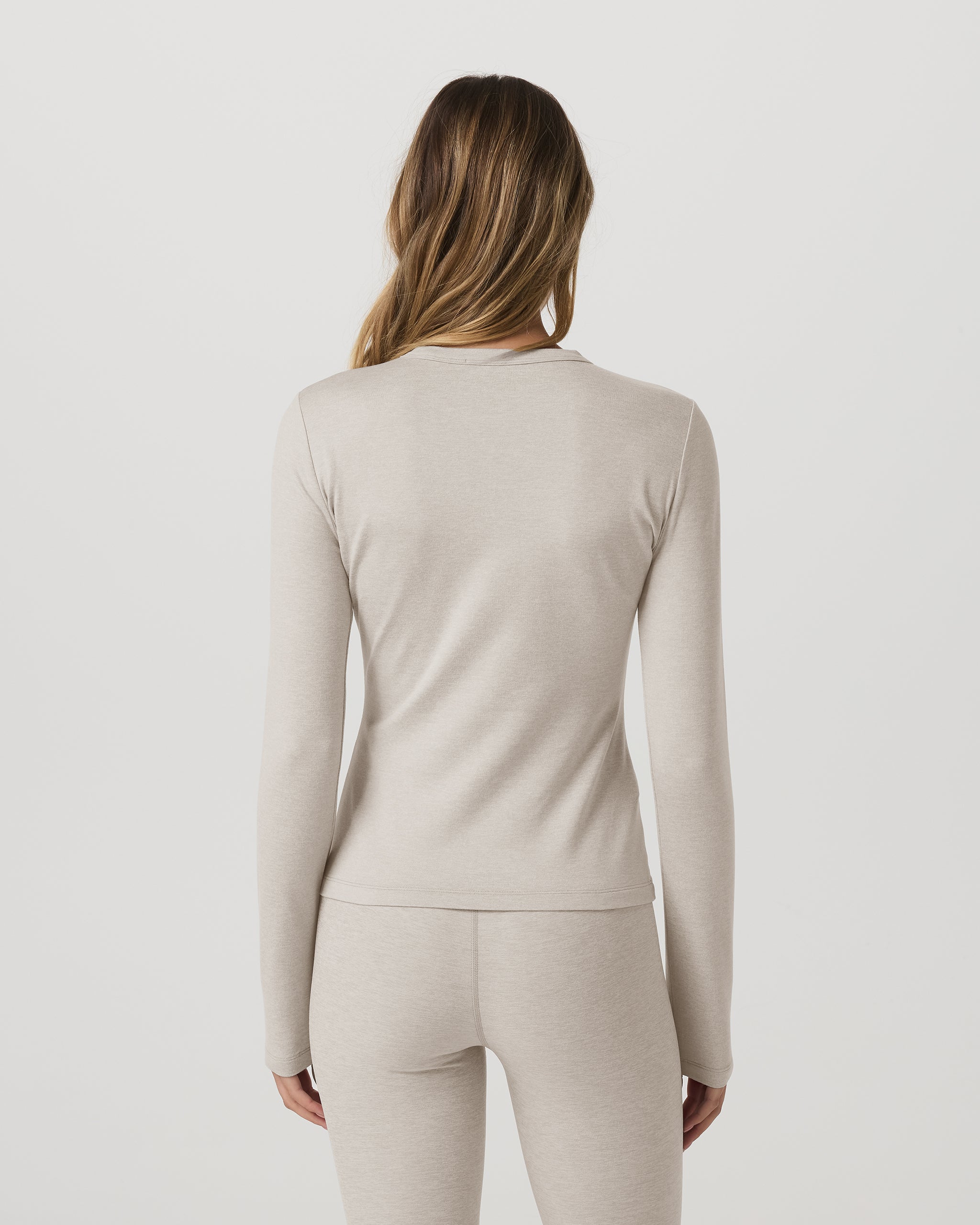 Long Sleeve Halo Essential Crew Tee | Ecru Heather - Image 3