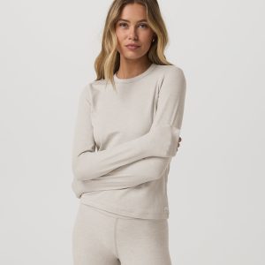 Long Sleeve Halo Essential Crew Tee | Ecru Heather