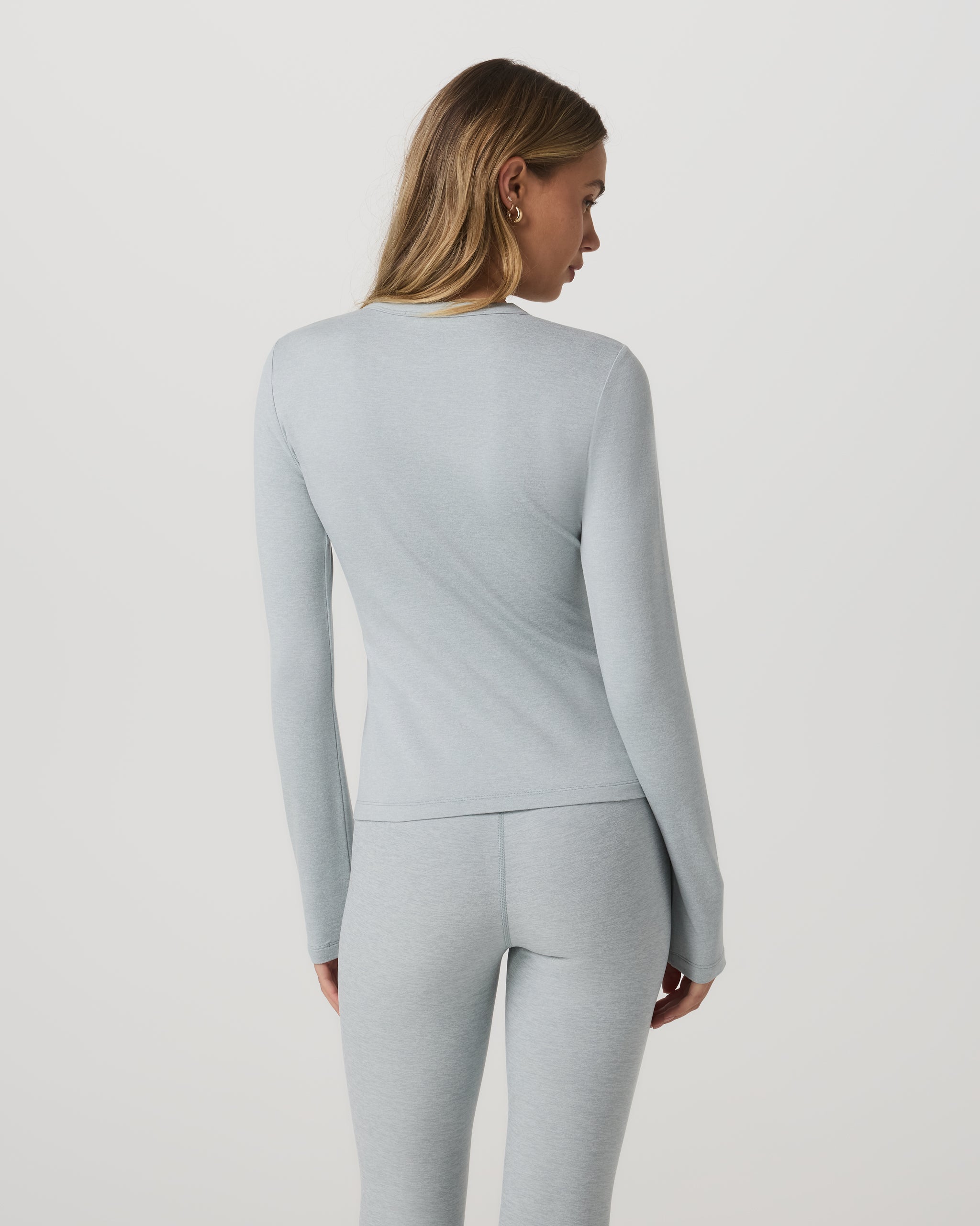 Long Sleeve Halo Essential Crew Tee | Blue Haze Heather - Image 3