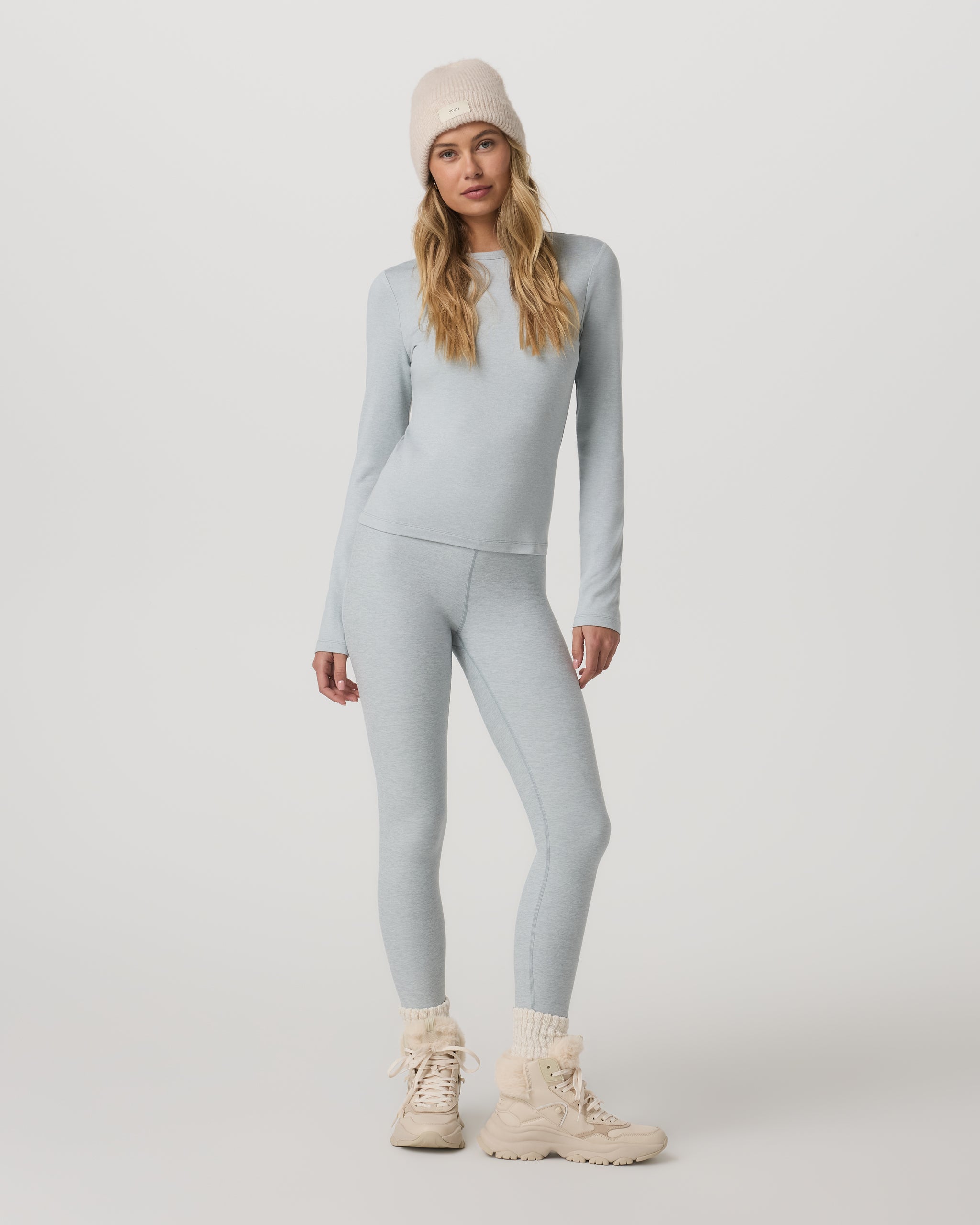Long Sleeve Halo Essential Crew Tee | Blue Haze Heather - Image 4