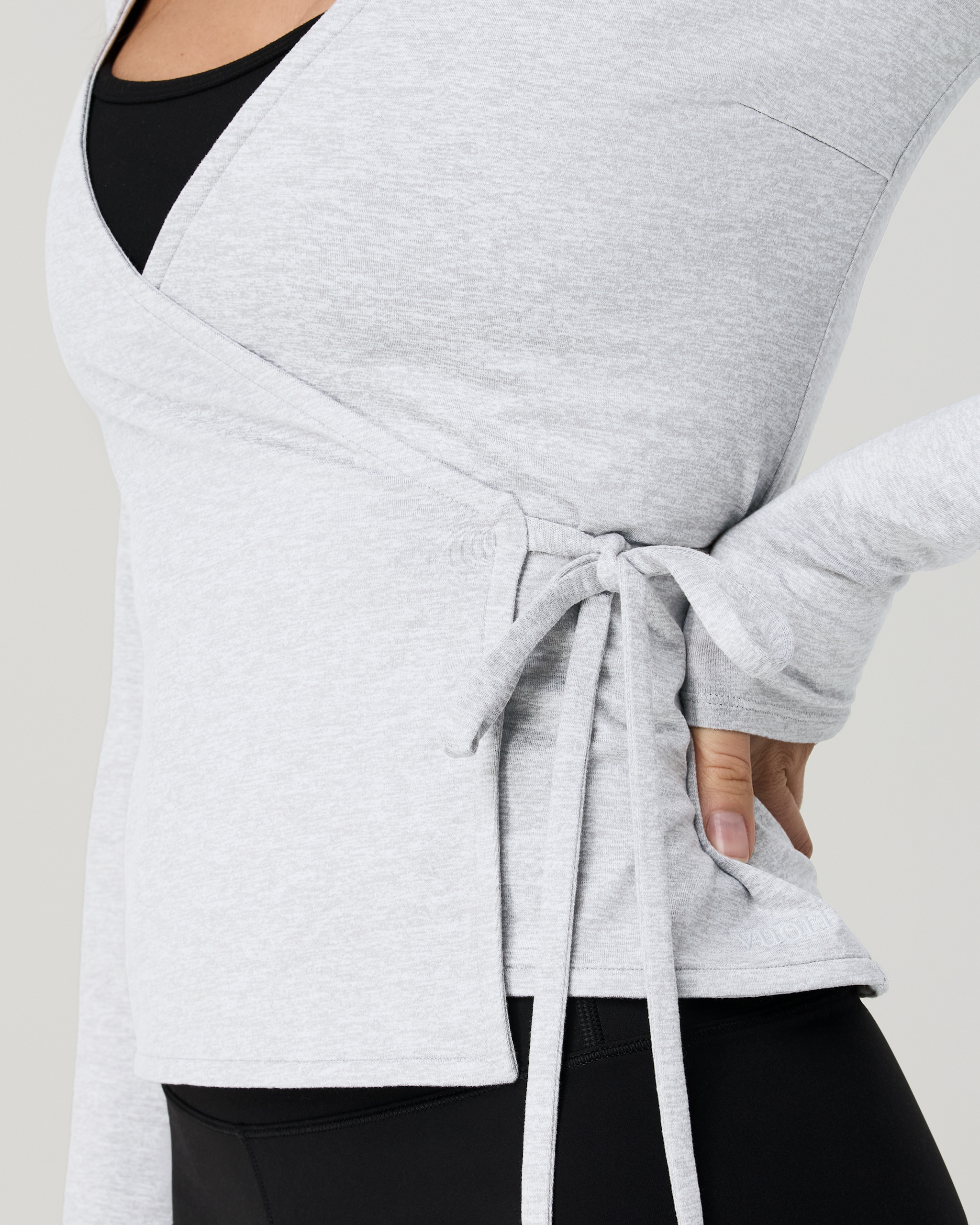 Long Sleeve Halo Wrap Top | Pale Grey Heather - Image 5