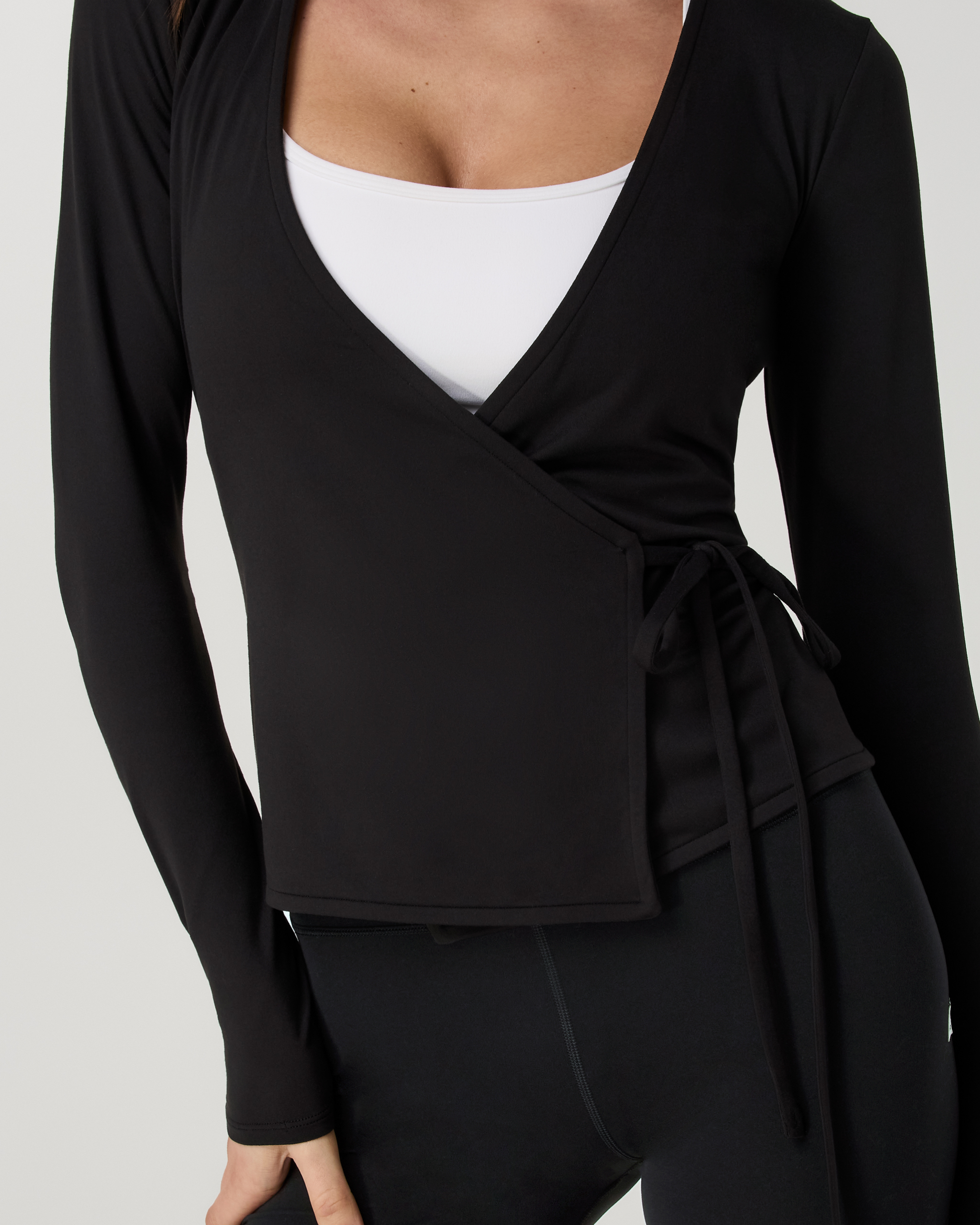 Long Sleeve Halo Wrap Top | Solid Black - Image 5