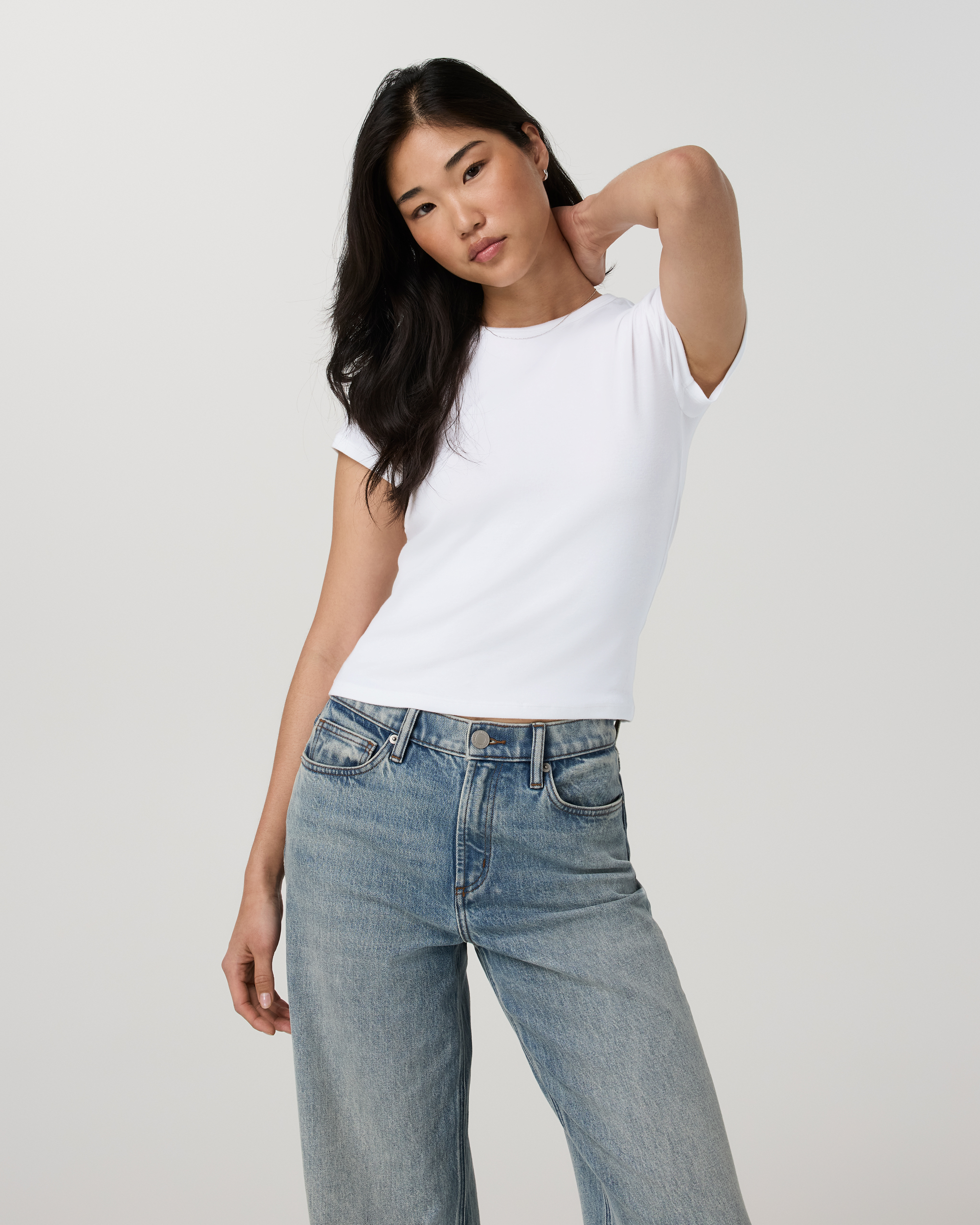 Everyday Cotton Stretch Fitted Tee | White - Image 4