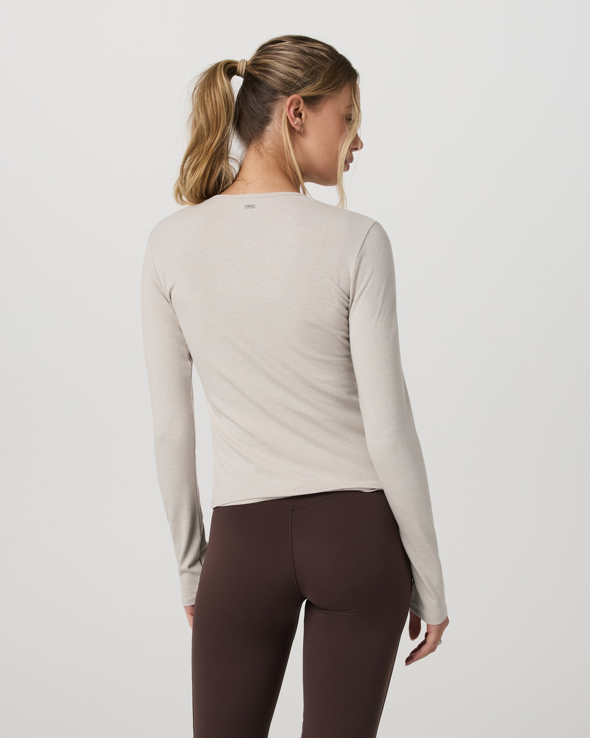 Long Sleeve Pose Twin Cardigan | Ecru Heather - Image 3