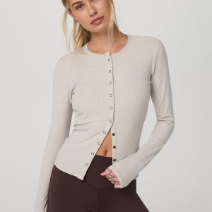 Long Sleeve Pose Twin Cardigan | Ecru Heather