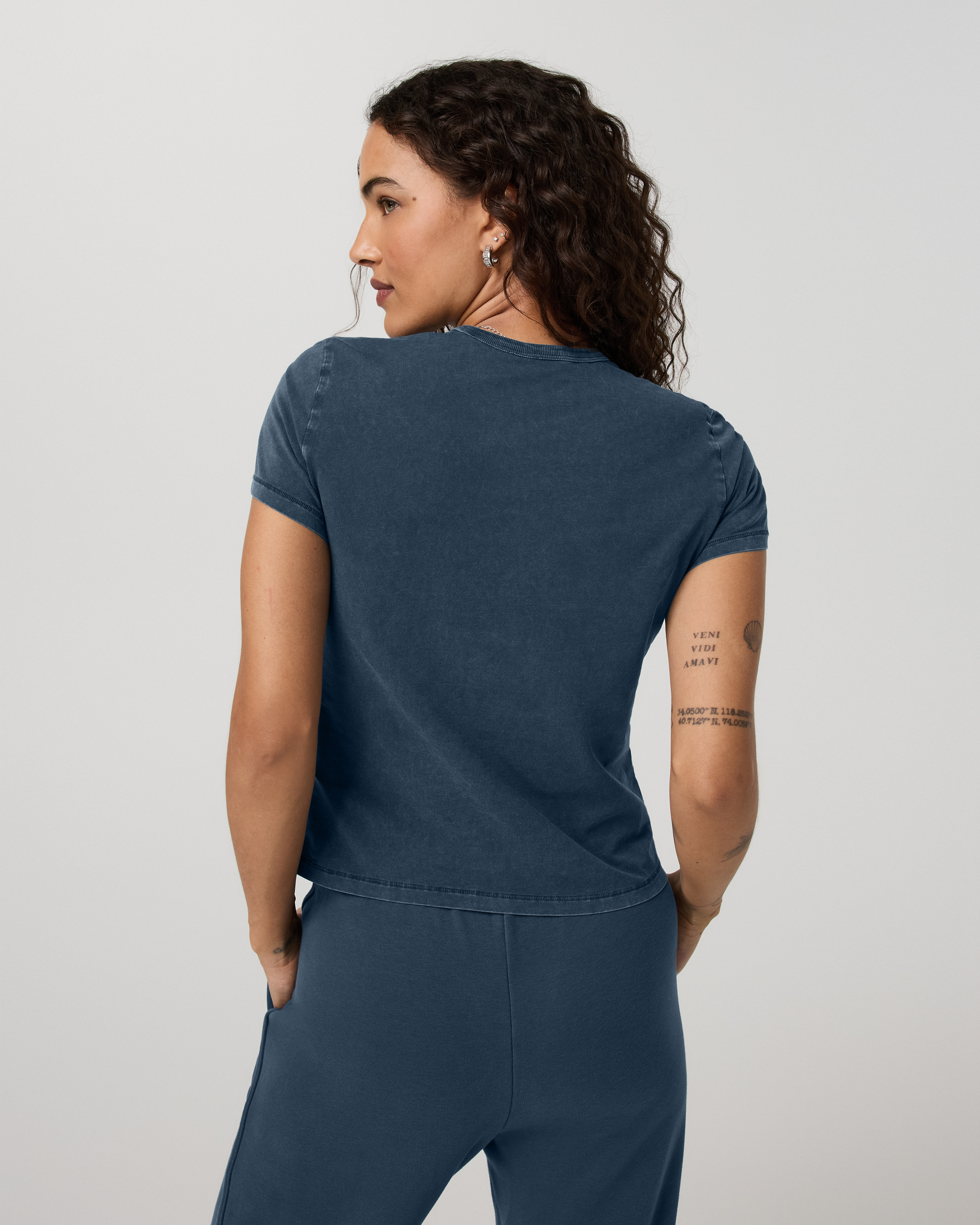 Short Sleeve Feather Classic Tee - Garment Dye | Ocean Blue - Image 3
