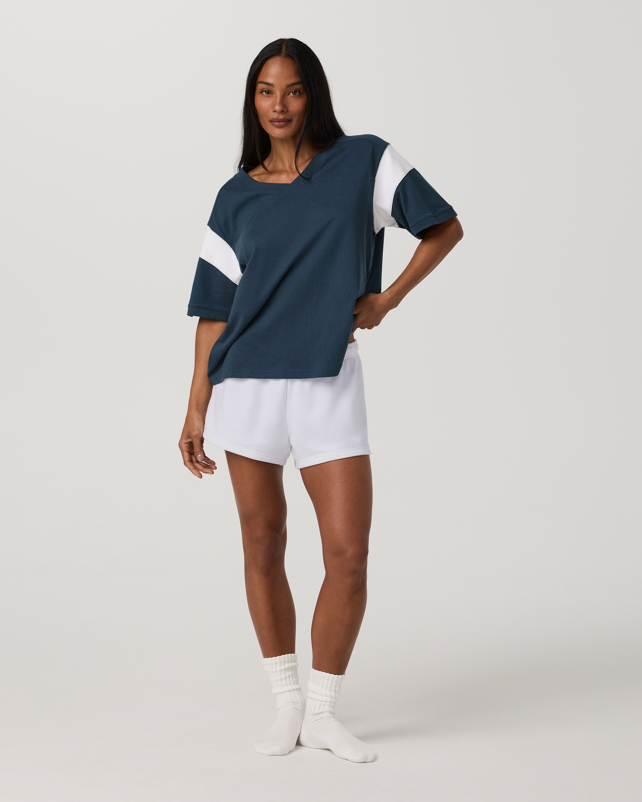 Heavyweight Cotton Varsity Tee | Ocean Blue - Image 6