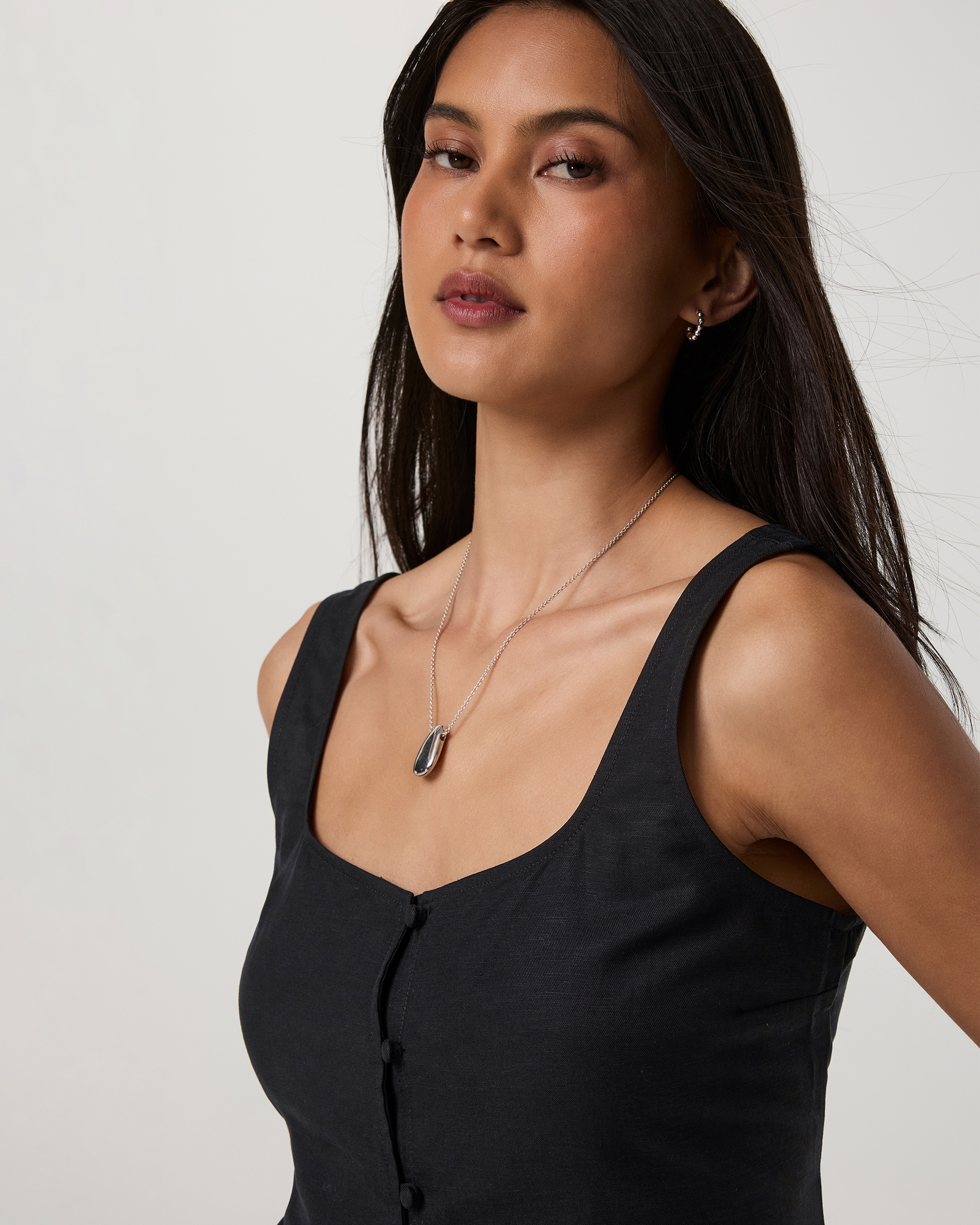 Trestles Twill Button Front Top | Black - Image 2