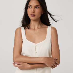 Trestles Twill Button Front Top | Natural