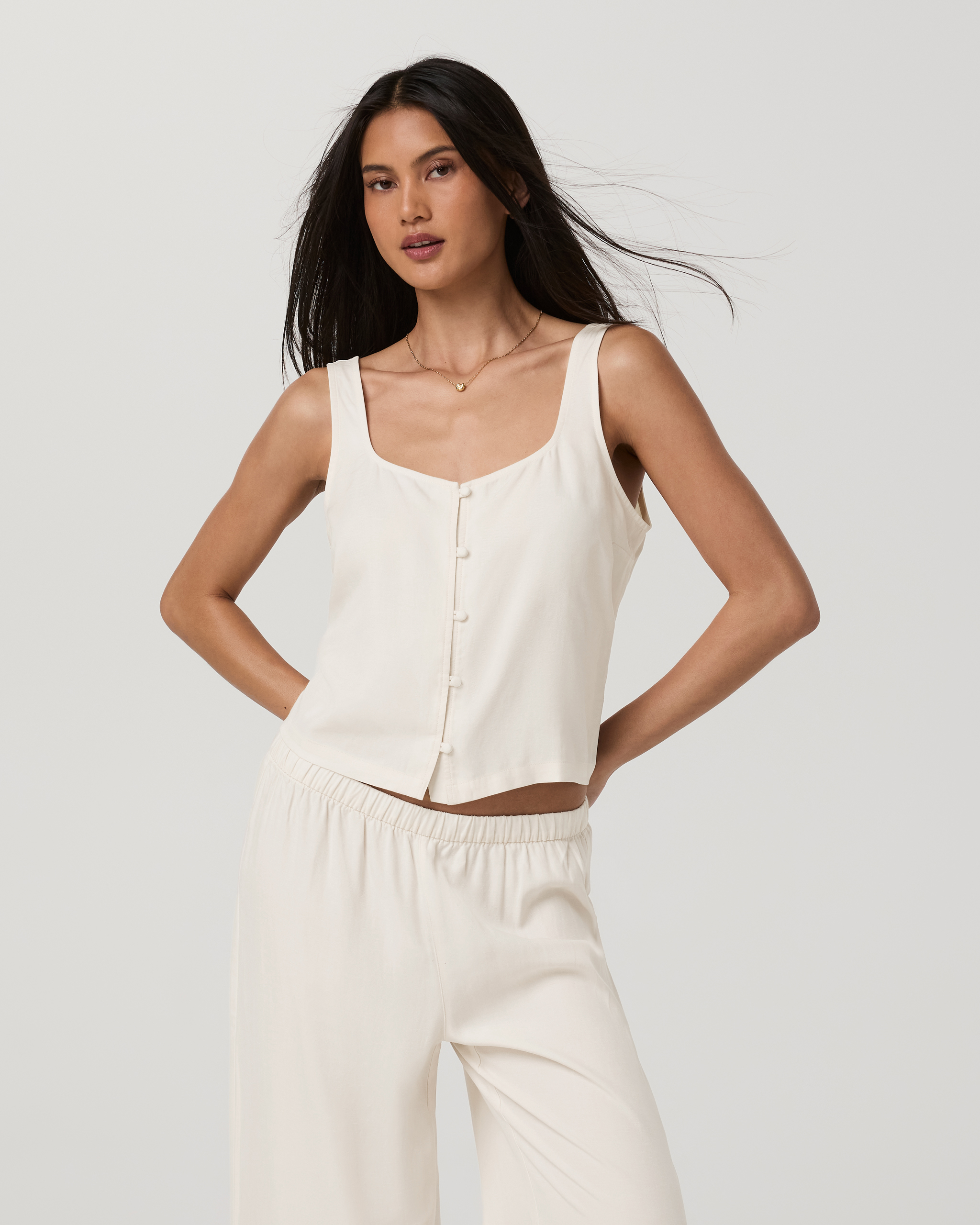 Trestles Twill Button Front Top | Natural - Image 5