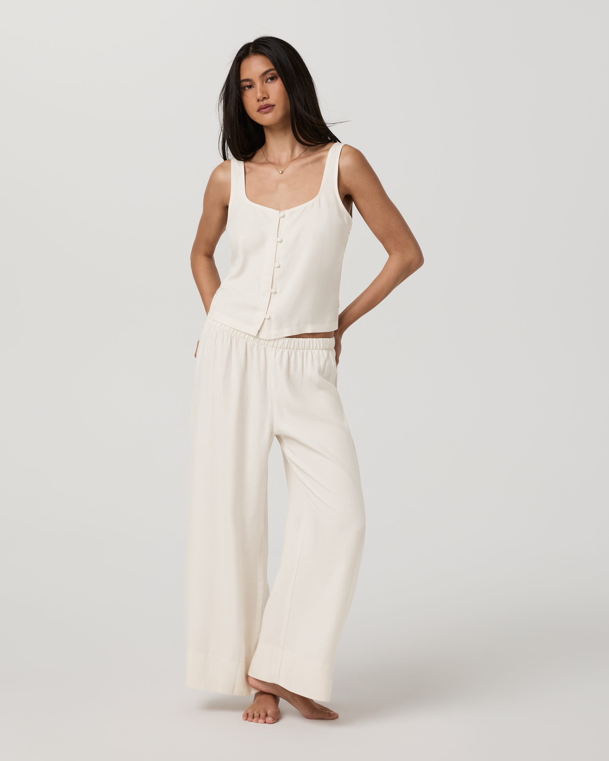 Trestles Twill Button Front Top | Natural - Image 2