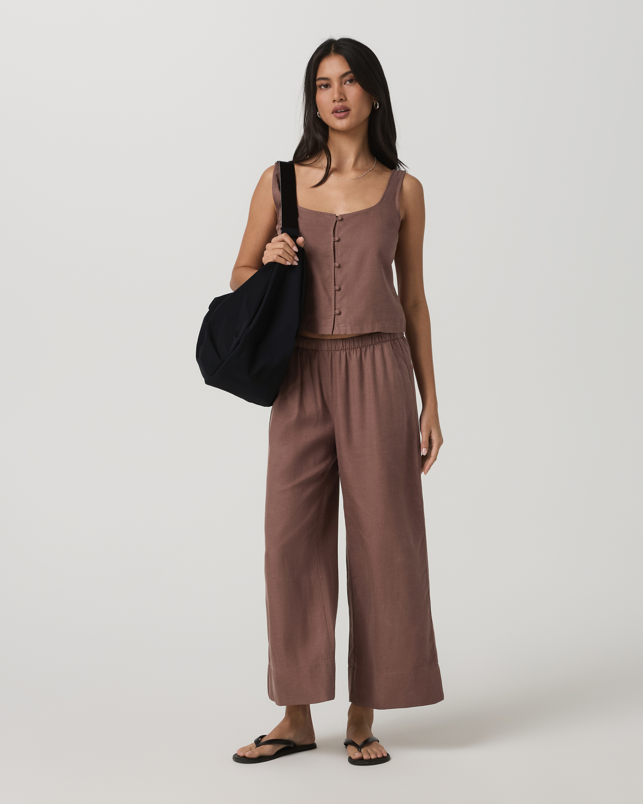 Trestles Twill Button Front Top | Sable - Image 4