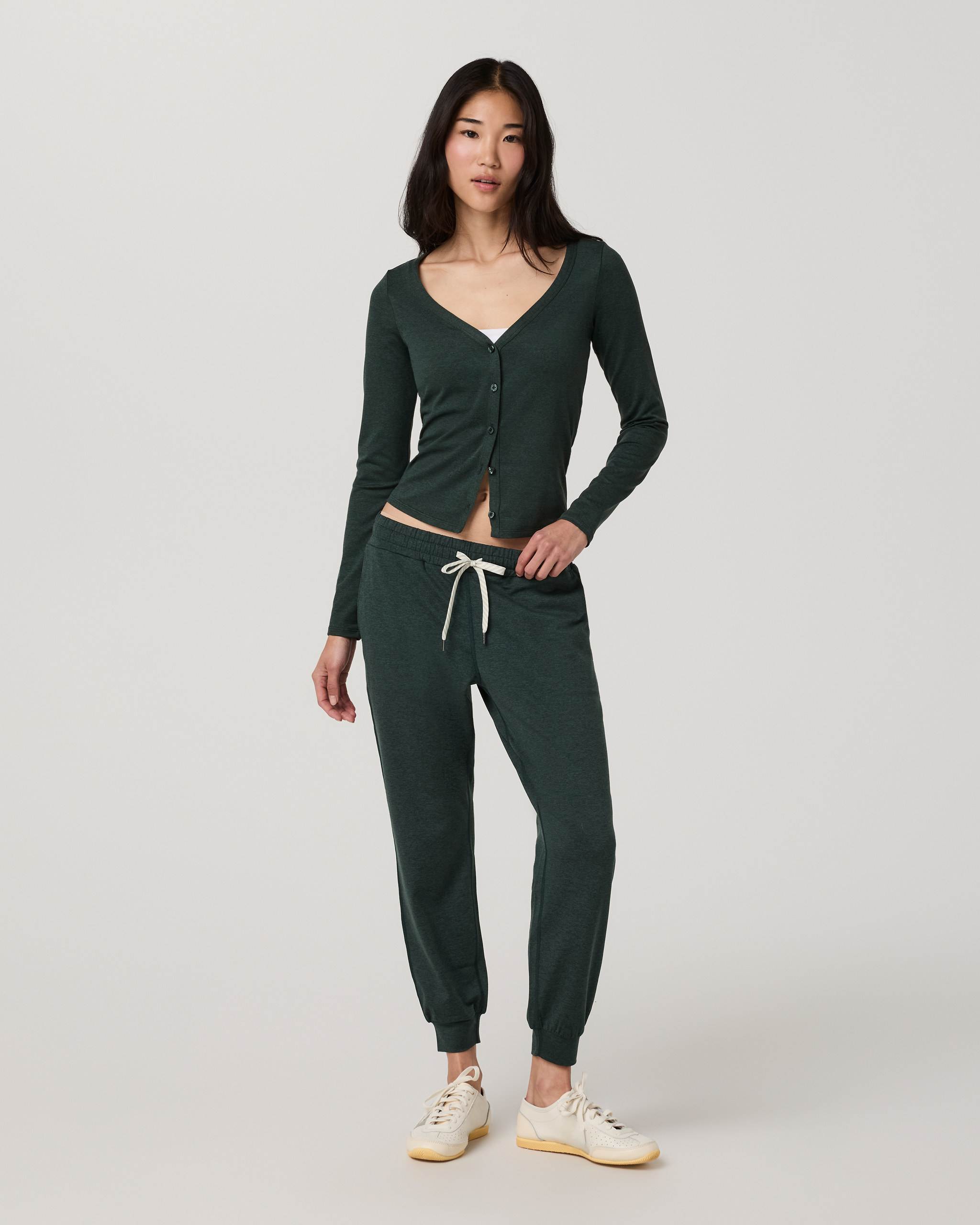 Long Sleeve Halo V-Neck Cardigan | Hemlock Heather - Image 6