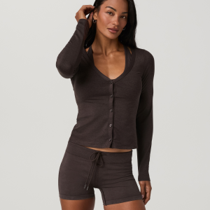 Long Sleeve Halo V-Neck Cardigan | Java Heather