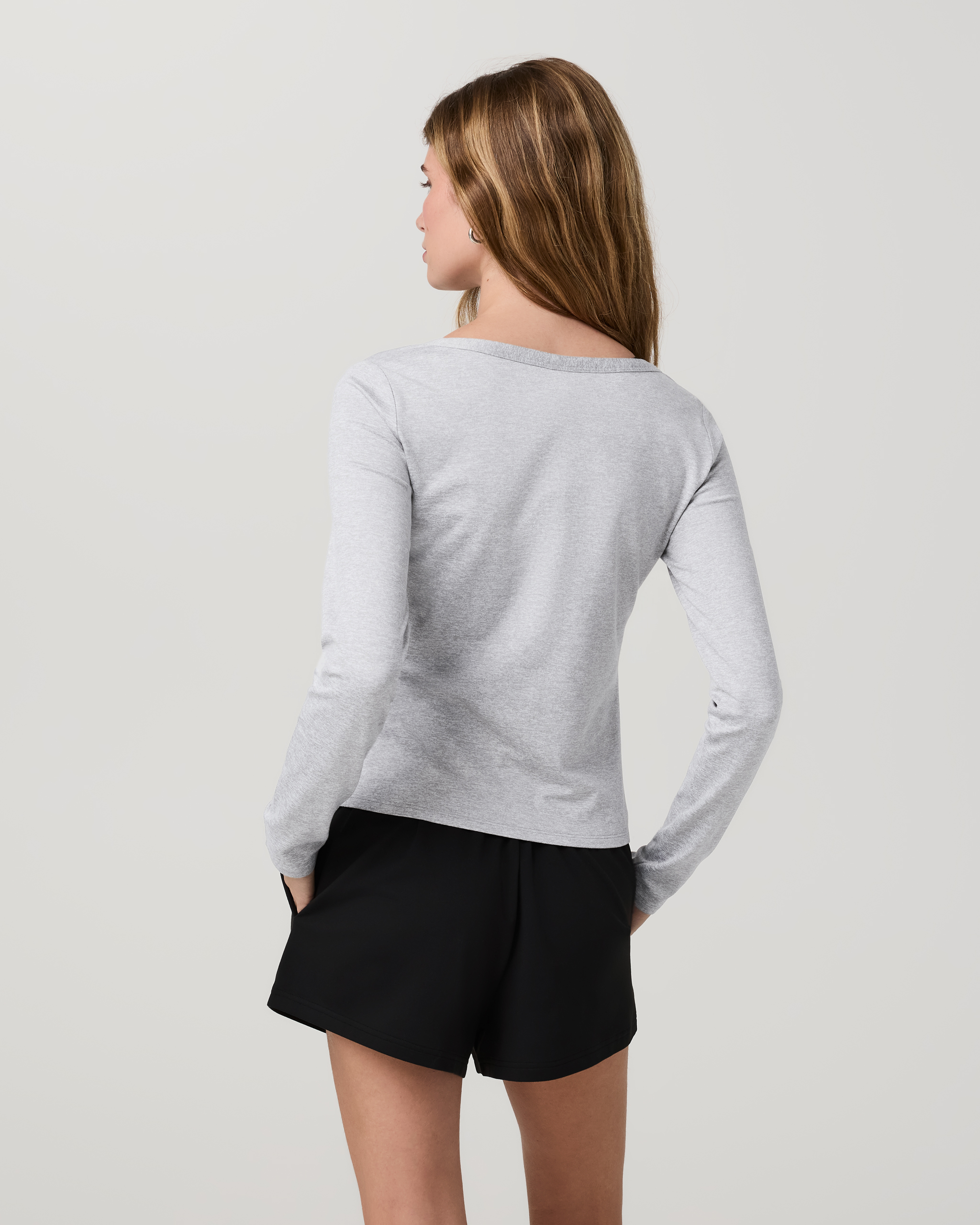 Long Sleeve Halo V-Neck Cardigan | Pale Grey Heather - Image 3
