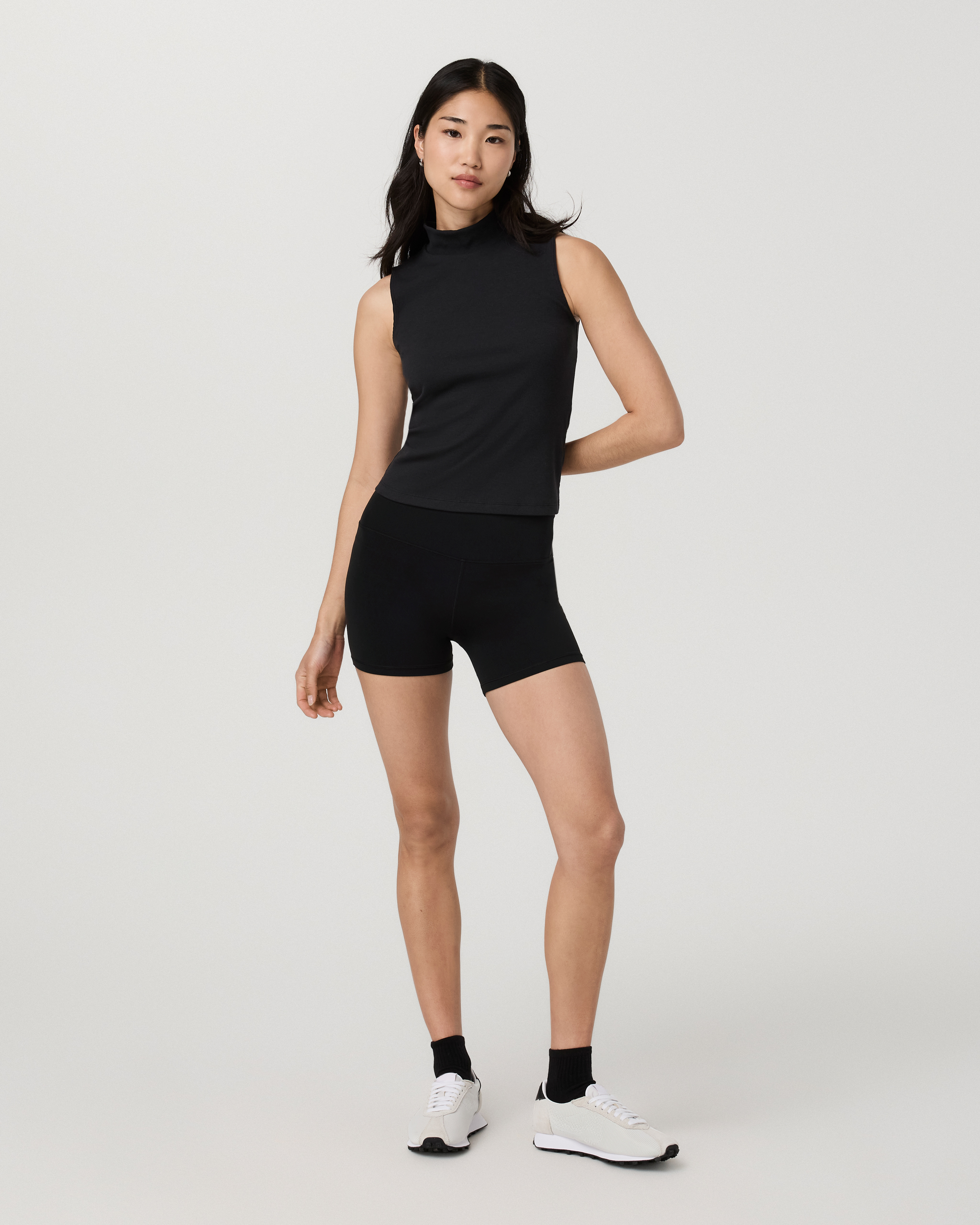Cottony Rib Mock Neck Tank | Black - Image 4