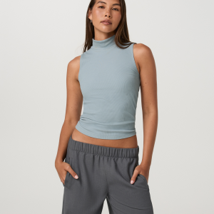 Cottony Rib Mock Neck Tank | Raindrop