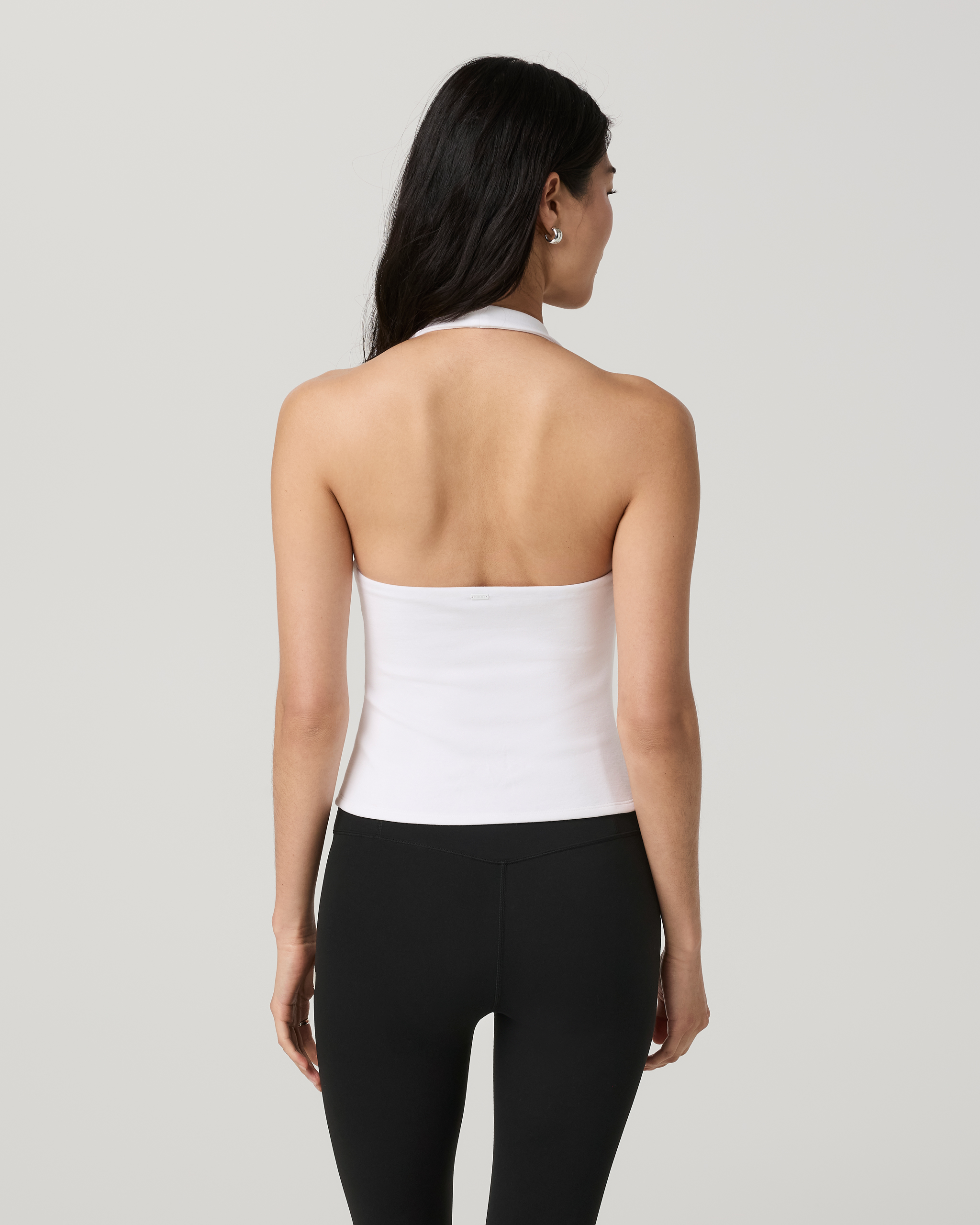 Everyday Cotton Stretch Plunge Halter | White - Image 3