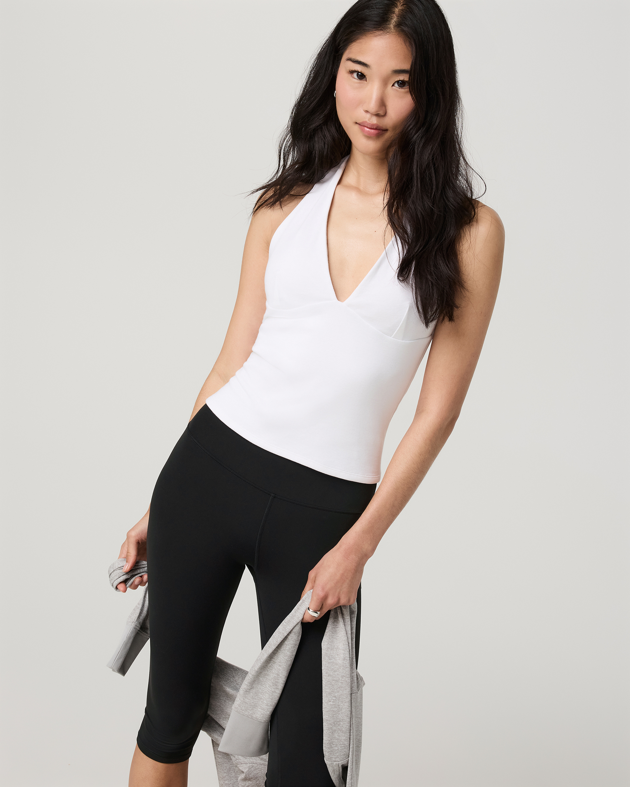 Everyday Cotton Stretch Plunge Halter | White - Image 5