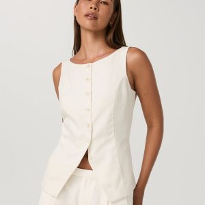 Trestles Twill Button Down Tank | Natural