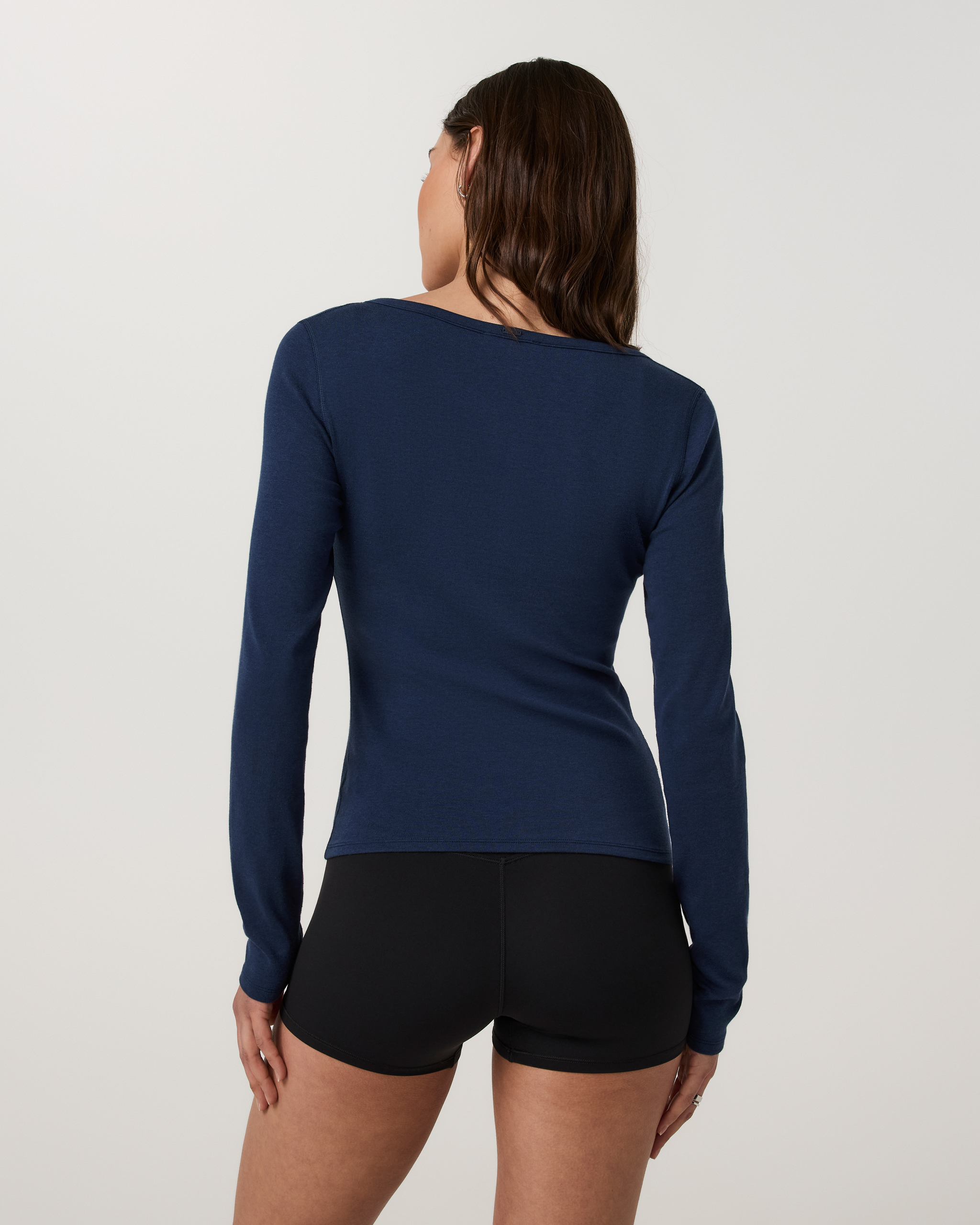 Long Sleeve Everyday Cotton Stretch Henley | Blue Coast - Image 3
