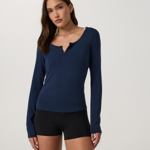 Long Sleeve Everyday Cotton Stretch Henley | Blue Coast