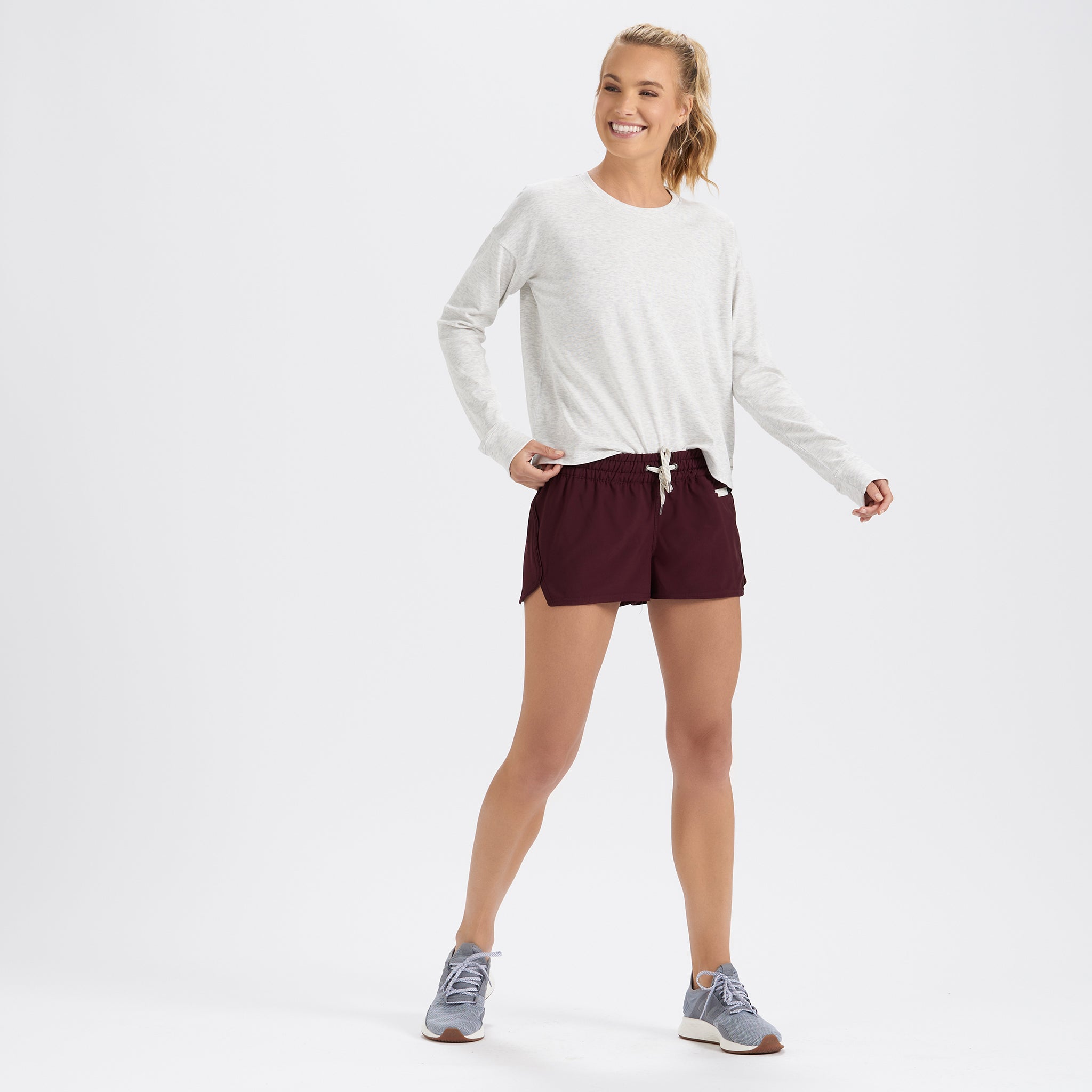 Long-Sleeve Pose Tee | White Heather - Image 4